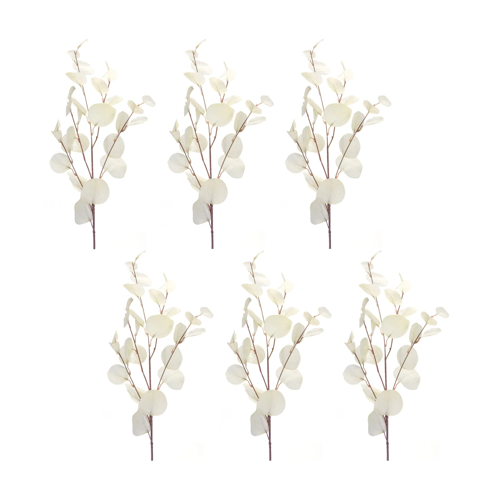 Ivory Silver Dollar Eucalyptus Leaf Spray, Set of 6 - Image 2