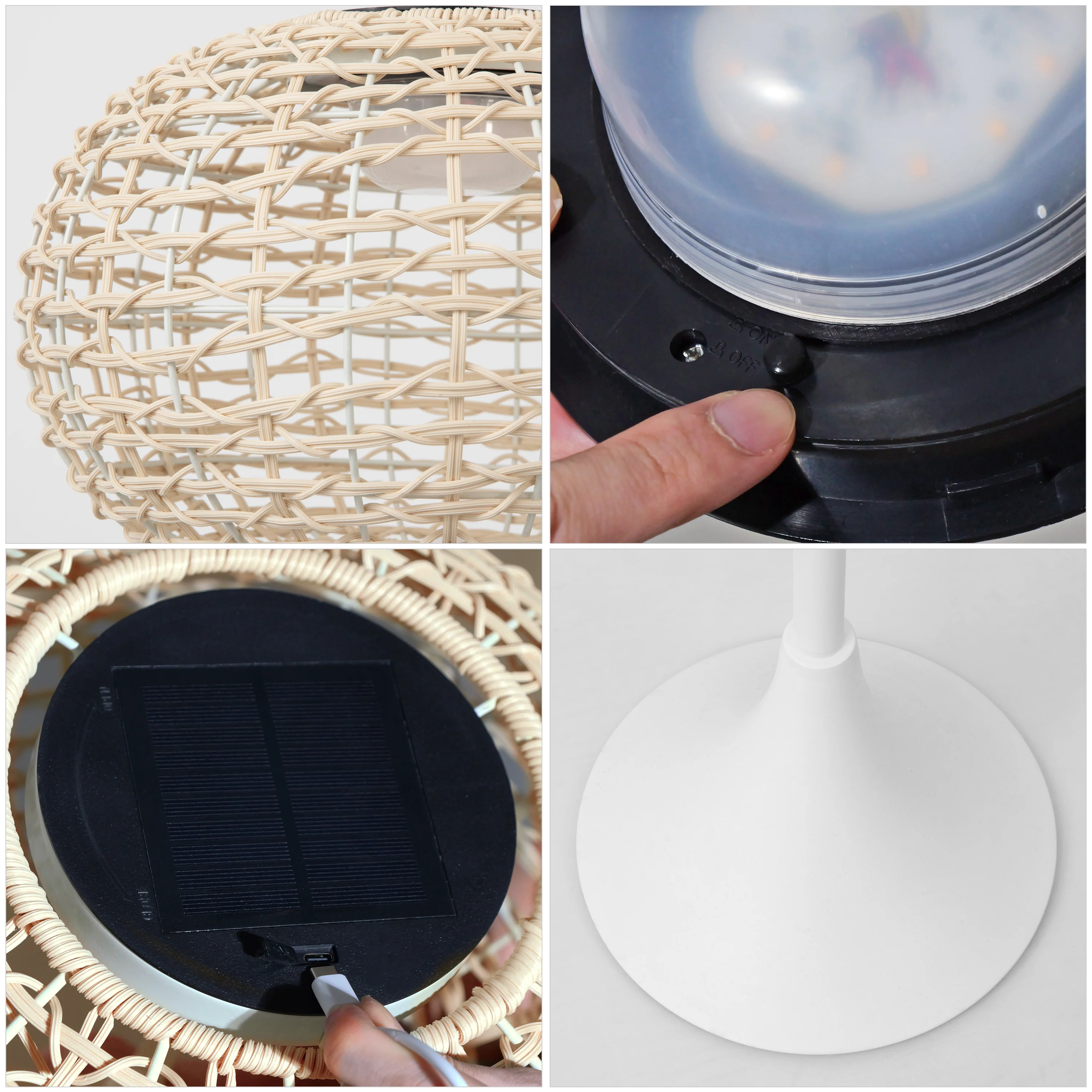 Jaemin 58" Modern Coastal Faux Rattan Integrated Indoor/Outdoor LED Solar Powered Floor Lamp - Image 11