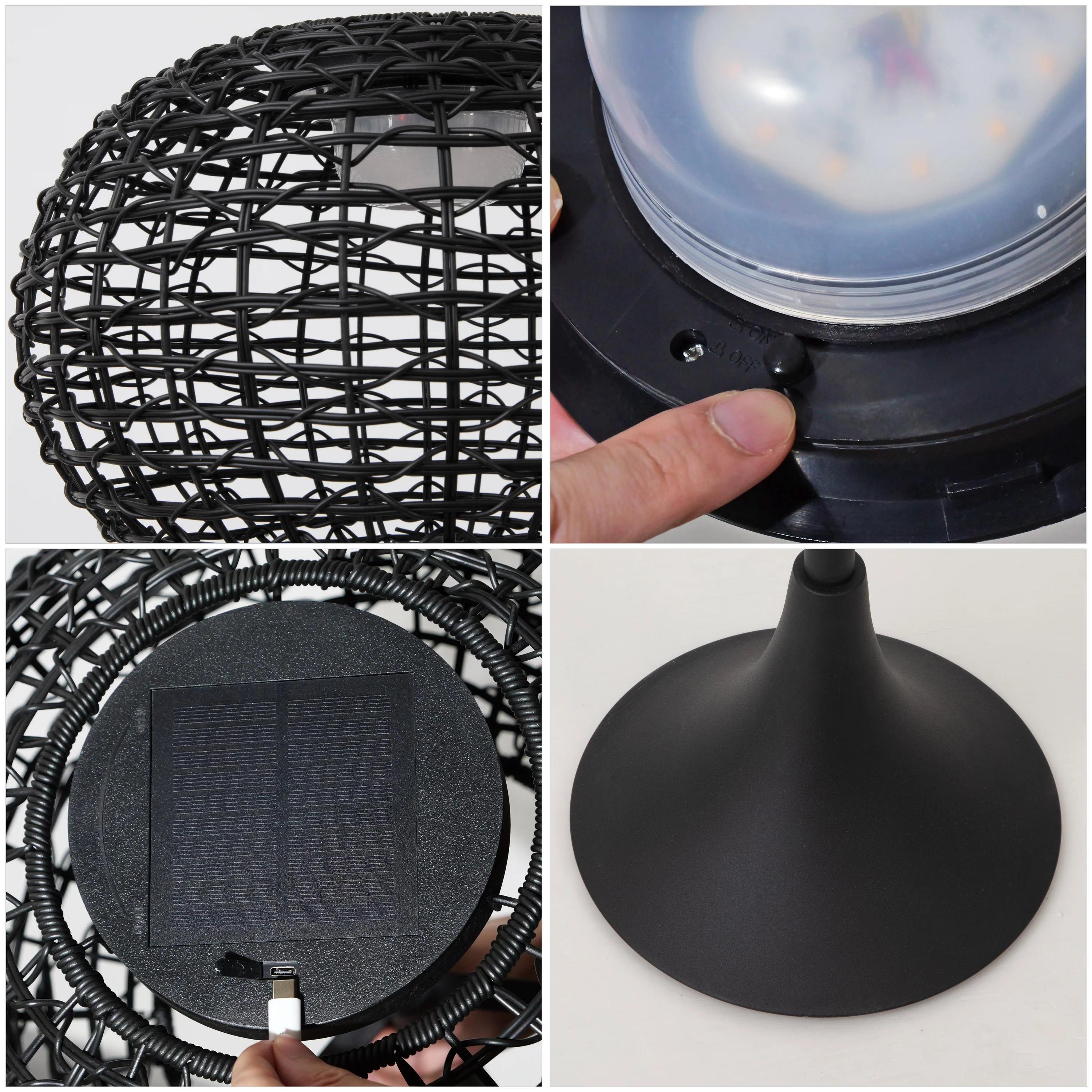 Jaemin 58" Modern Coastal Faux Rattan Integrated Indoor/Outdoor LED Solar Powered Floor Lamp - Image 5