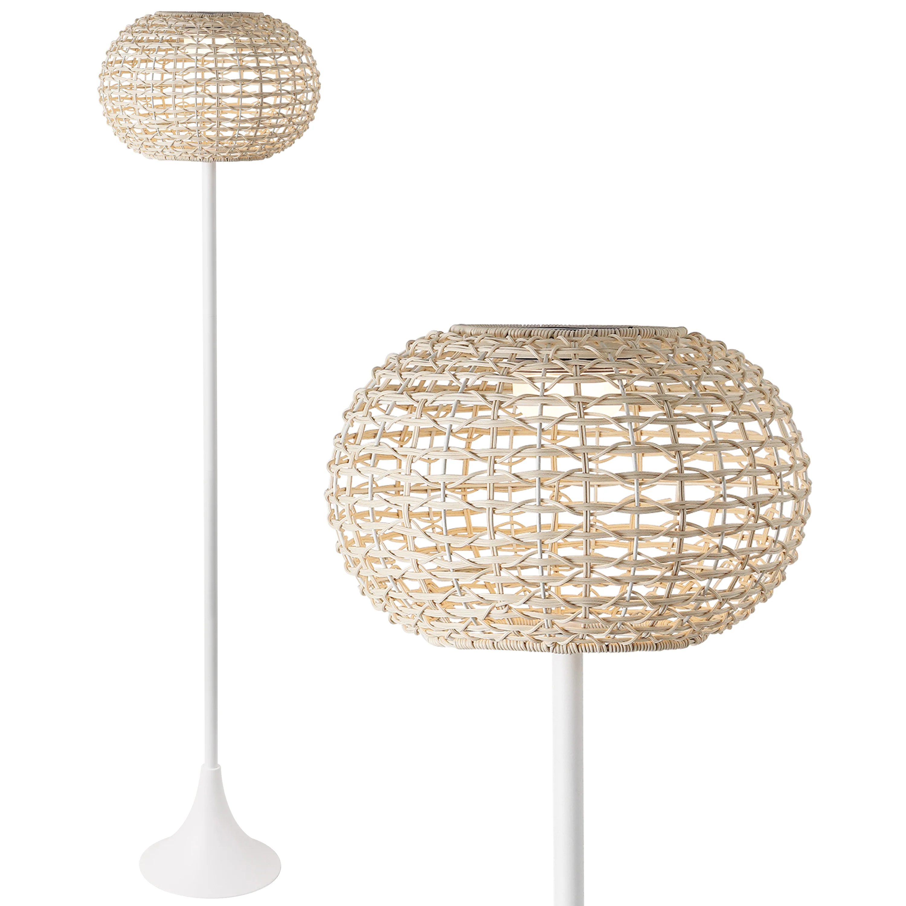 Jaemin 58" Modern Coastal Faux Rattan Integrated Indoor/Outdoor LED Solar Powered Floor Lamp - Image 7