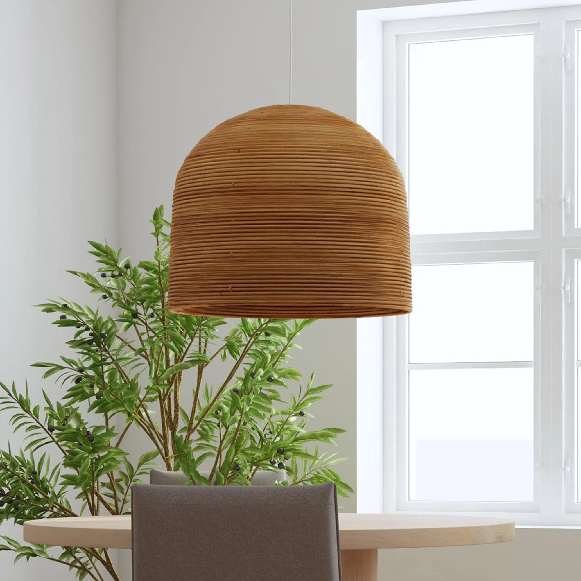 Java Rattan Dome Pendant Light, Natural - Image 3