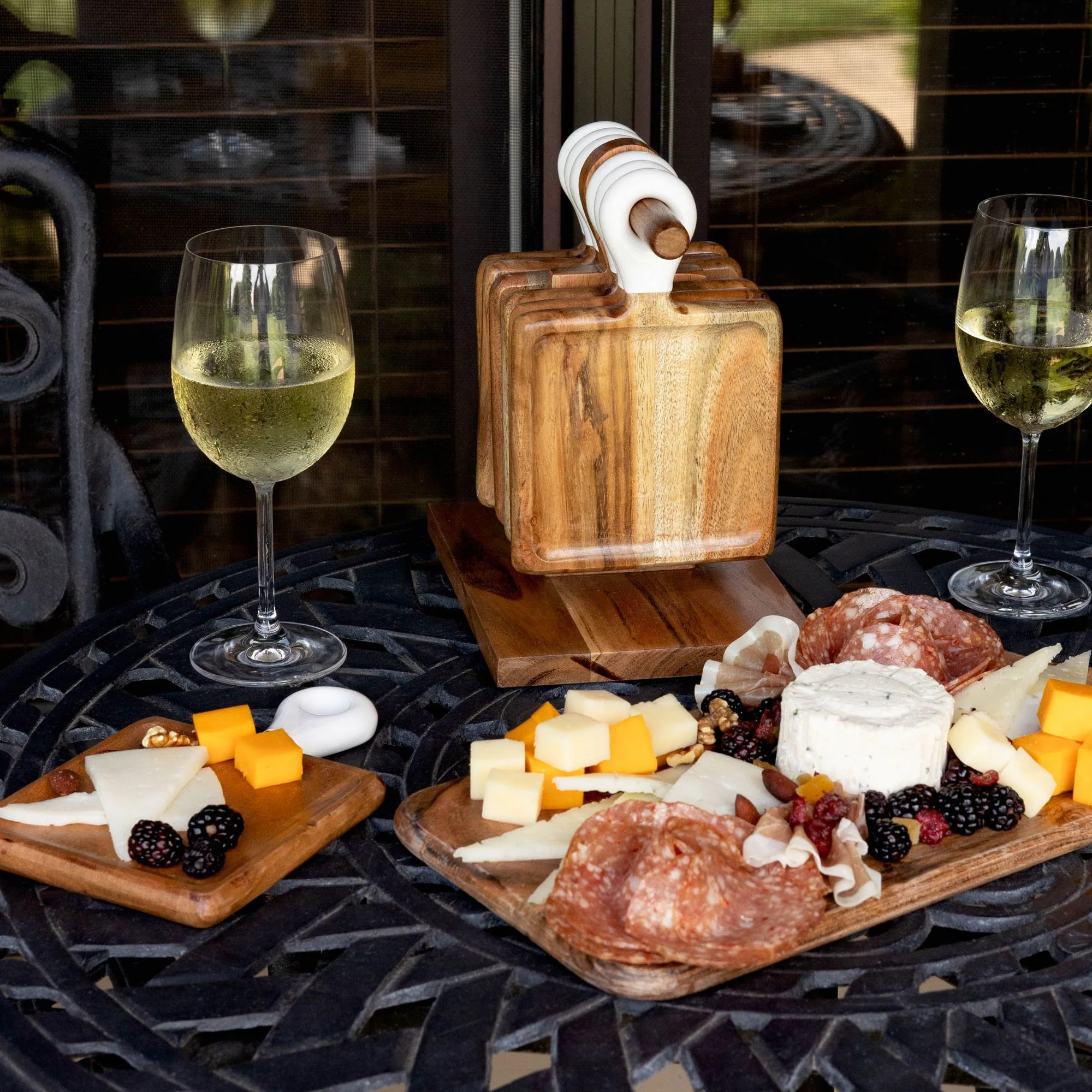 Jeanne Fitz Wood + White Collection Acacia Wood mini Charcuterie Board, Set of 8 - Image 2