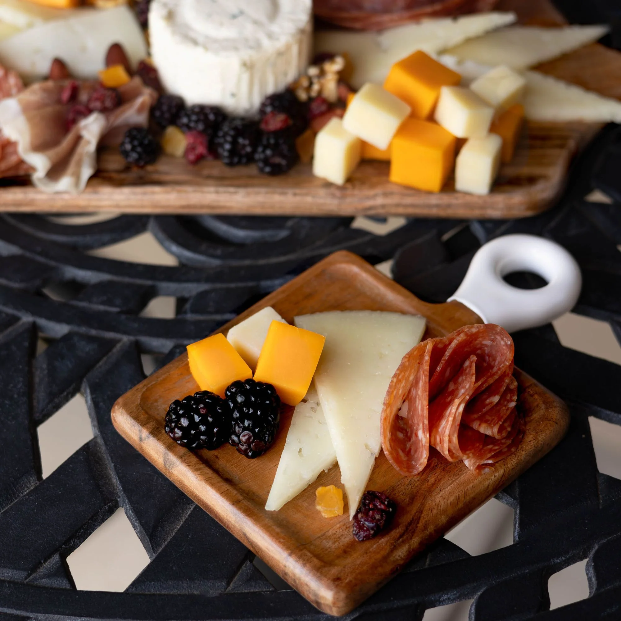 Jeanne Fitz Wood + White Collection Acacia Wood mini Charcuterie Board, Set of 8 - Image 4