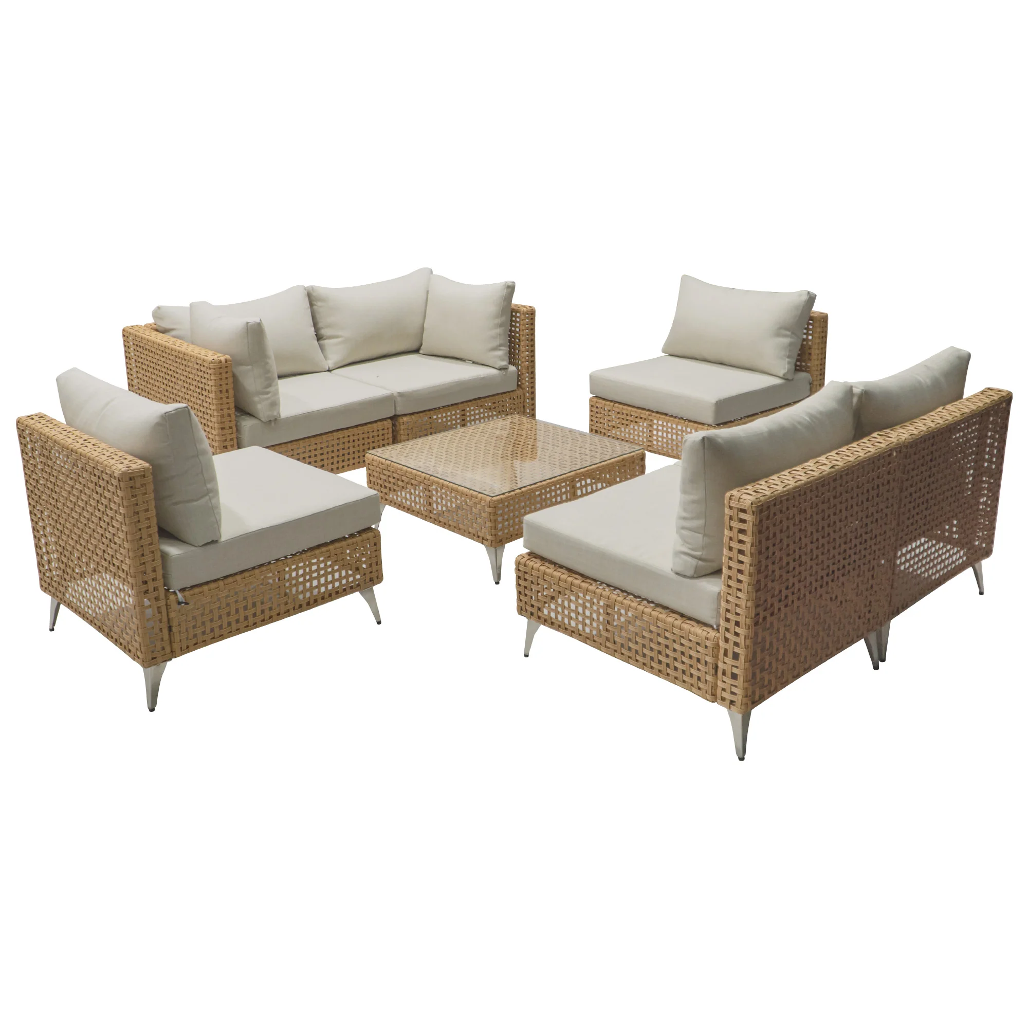 7-Piece Outdoor Wicker Sectional Sofa with Water Resistant Cushions and Coffee Table - Image 16