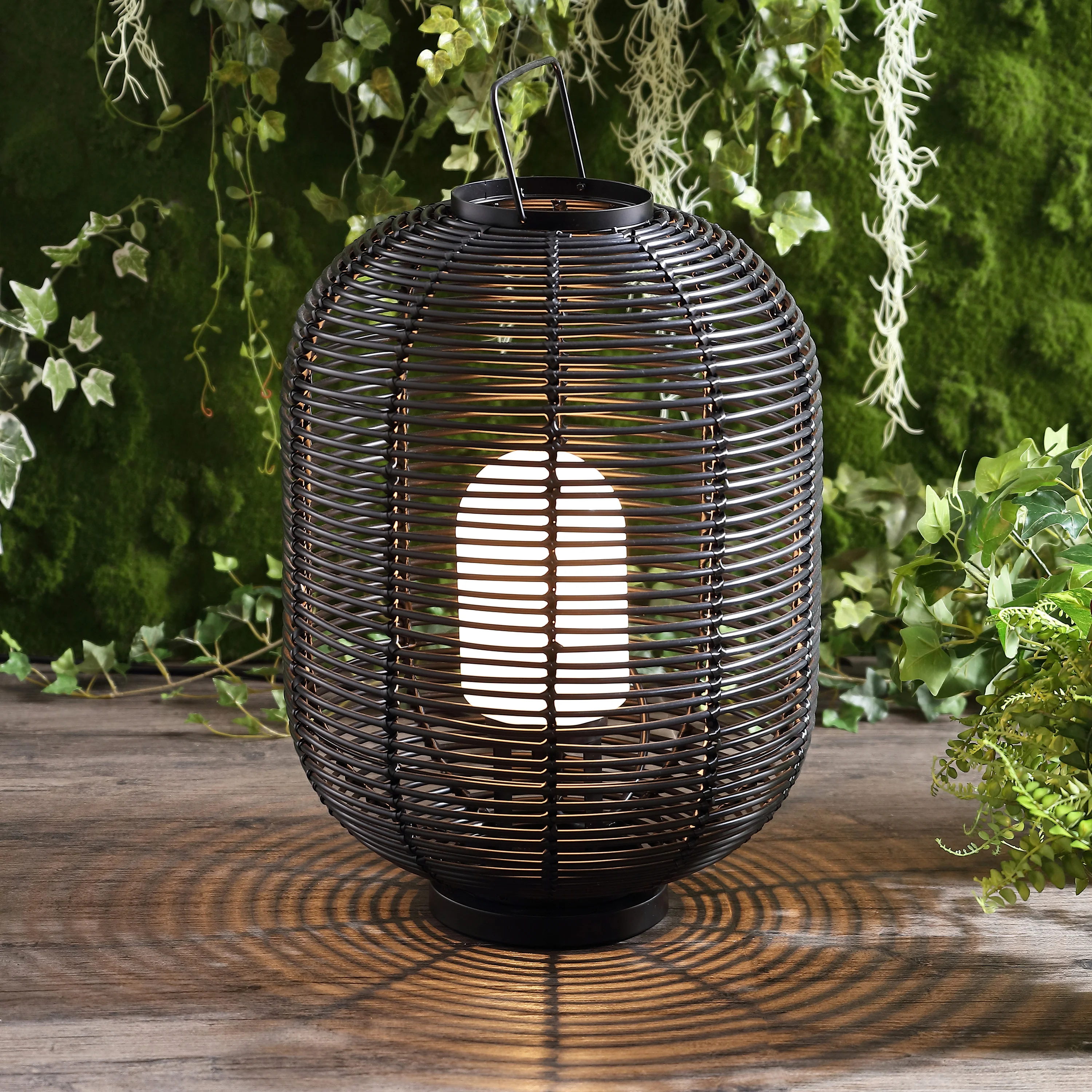 Kandella Outdoor Woven Oval Asian LED Lantern - Image 2
