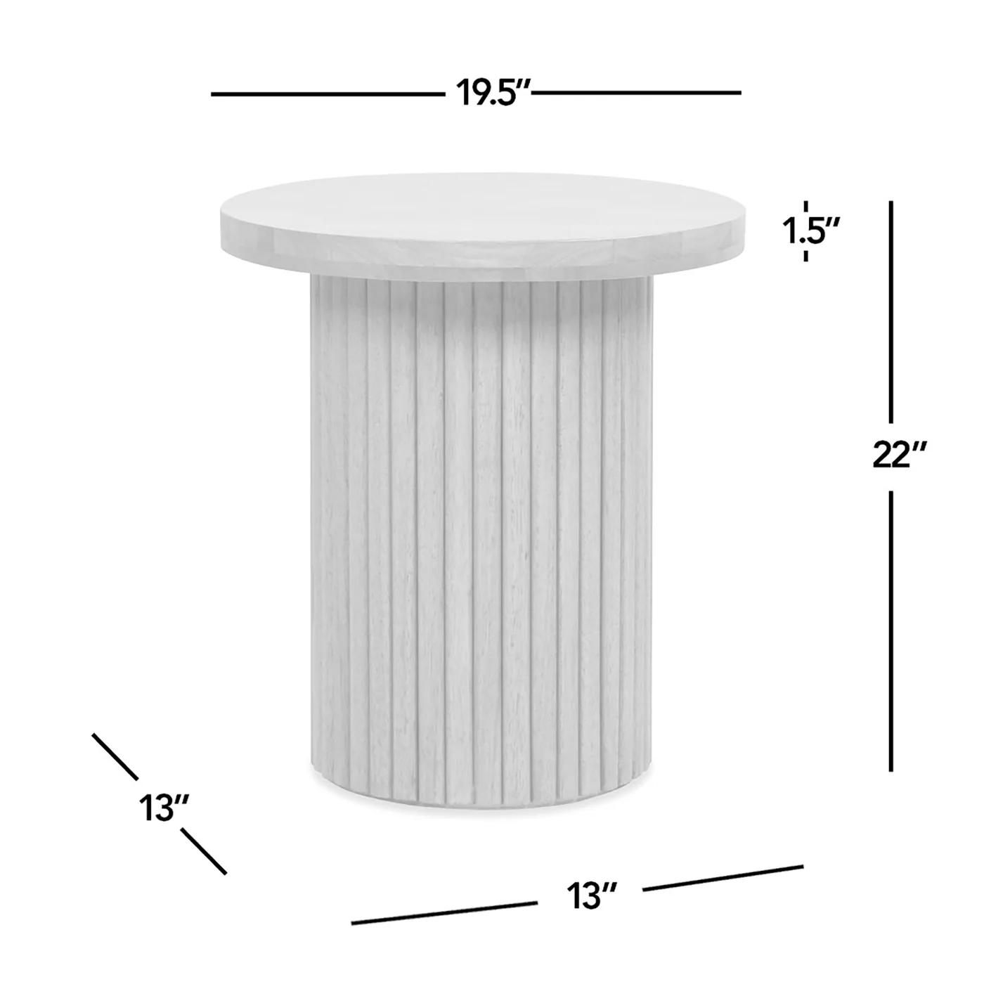 Kenzie Fluted Pillar Round Side Table - Image 7