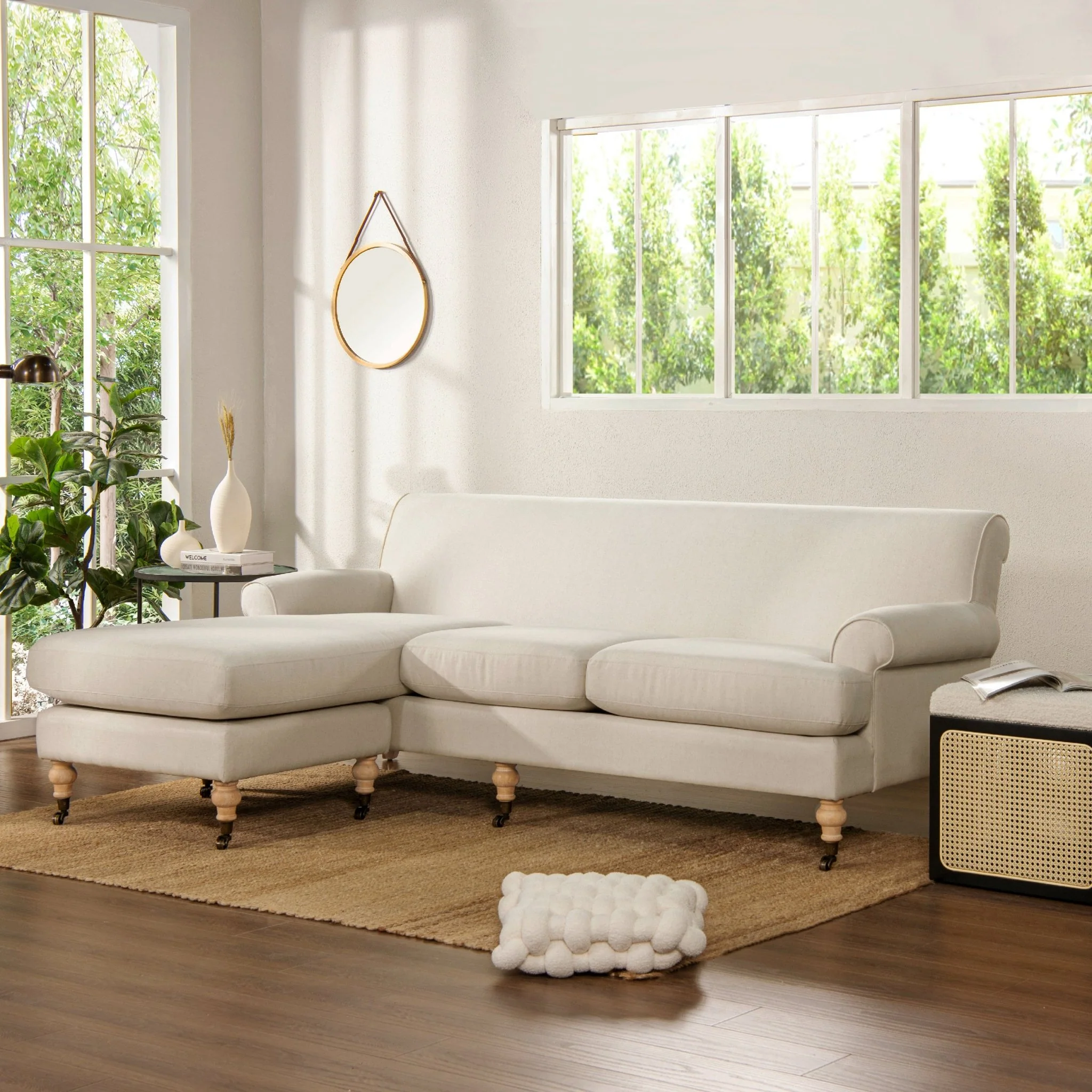 L-Shape Reversible Sectional Sofa with Turned Legs - Image 2