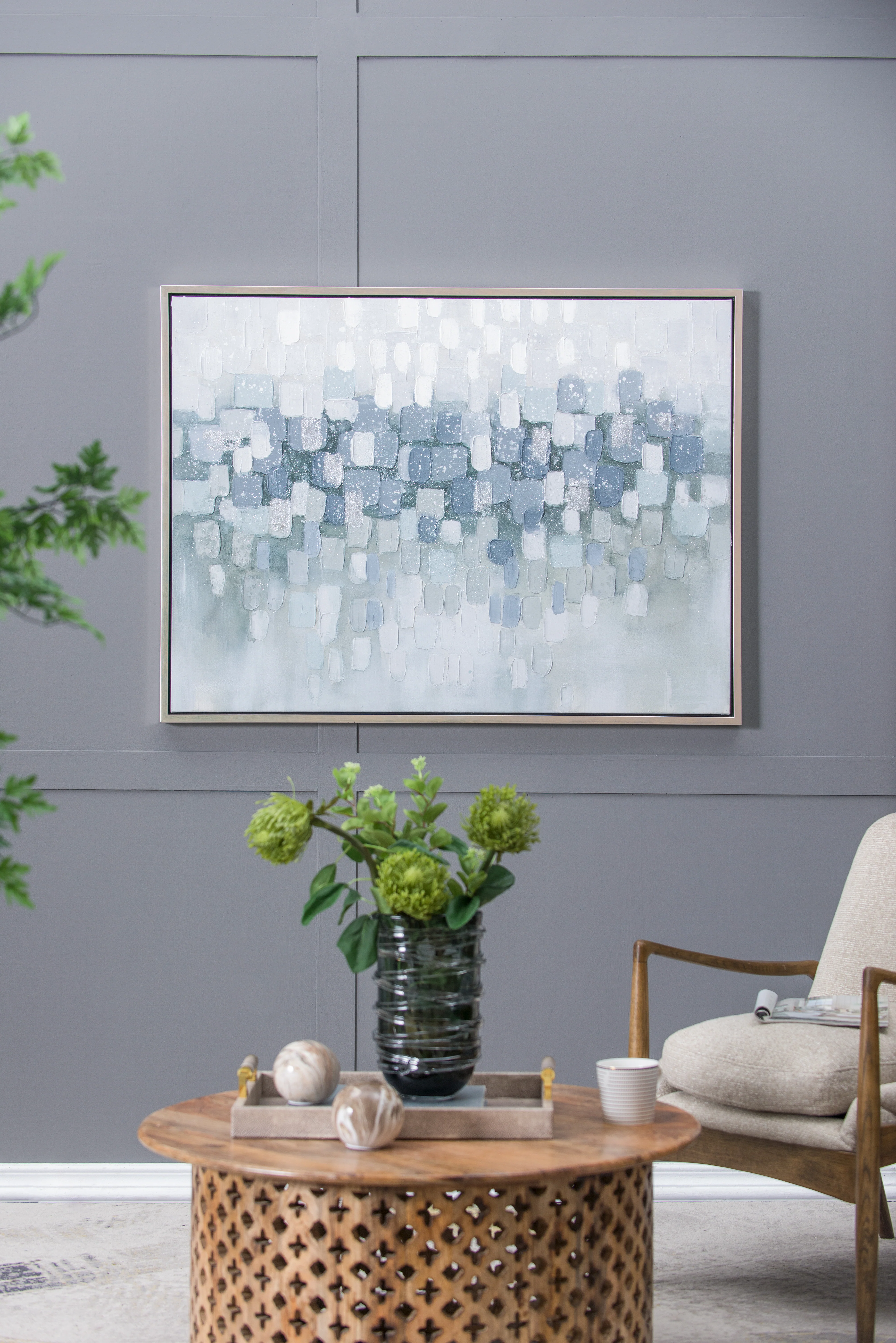Landscape Gray and Silver Oil Painting in Frame - Image 18