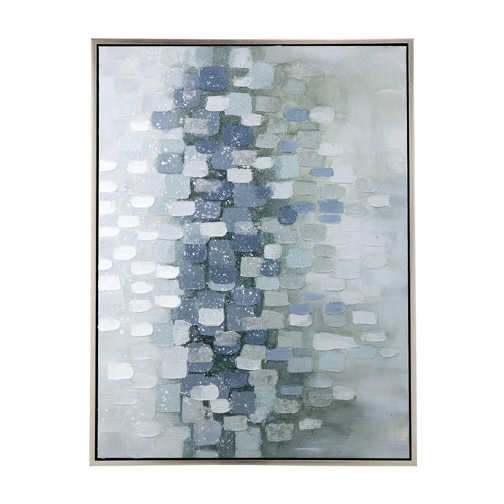 Landscape Gray and Silver Oil Painting in Frame - Image 4