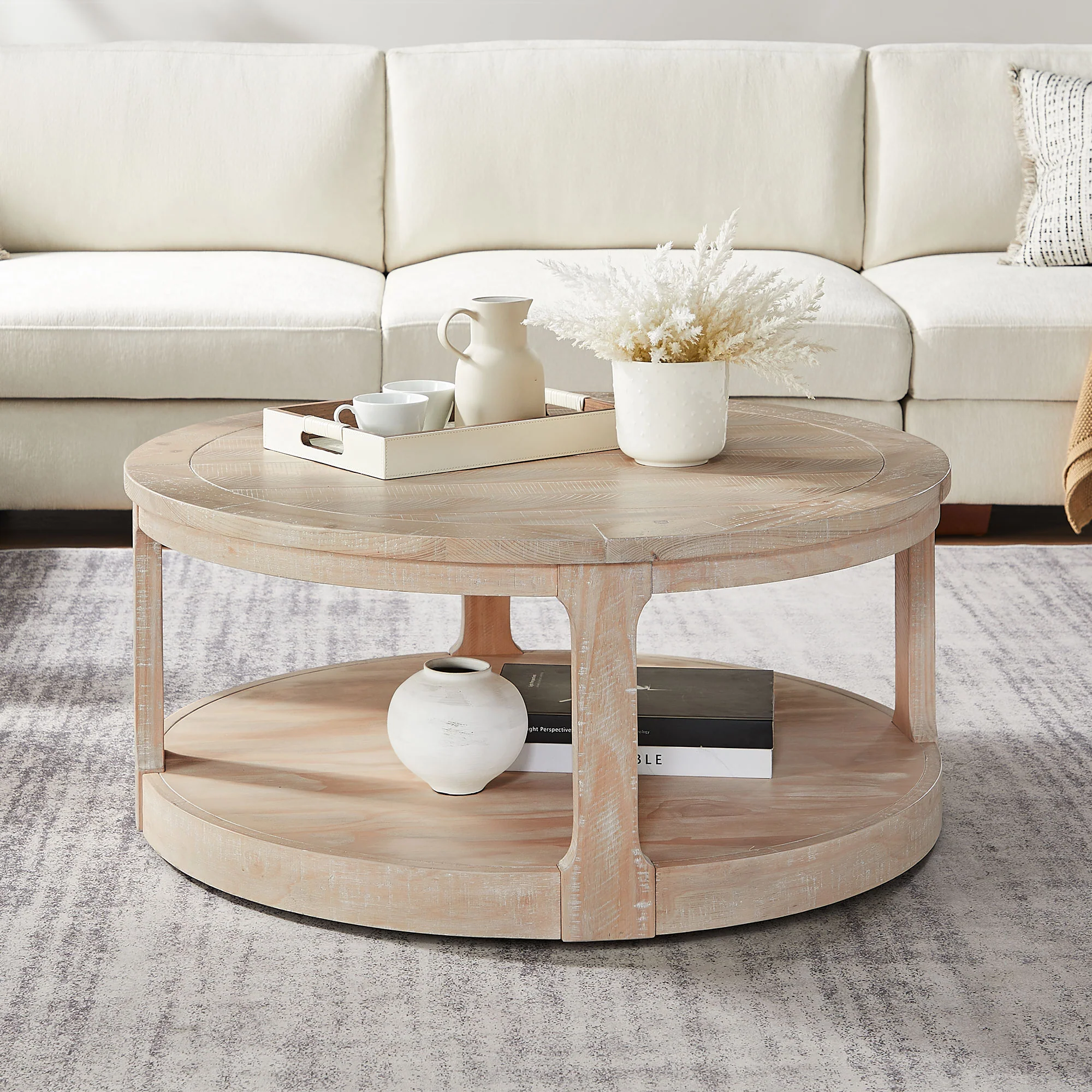 Large Traditional Round Coffee Table - Image 12