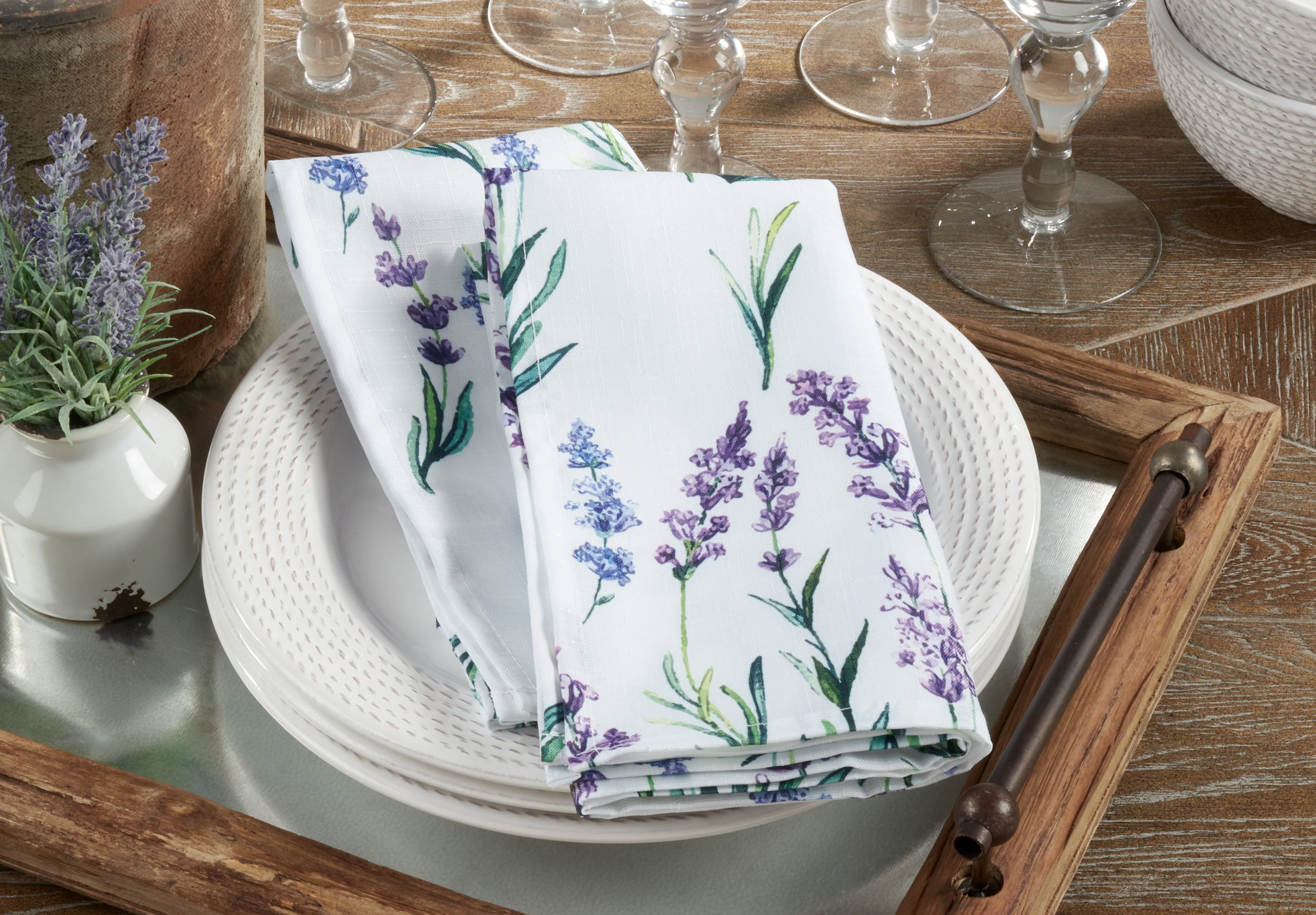 Lavender Print Table Napkins, Set of 12 - Image 4