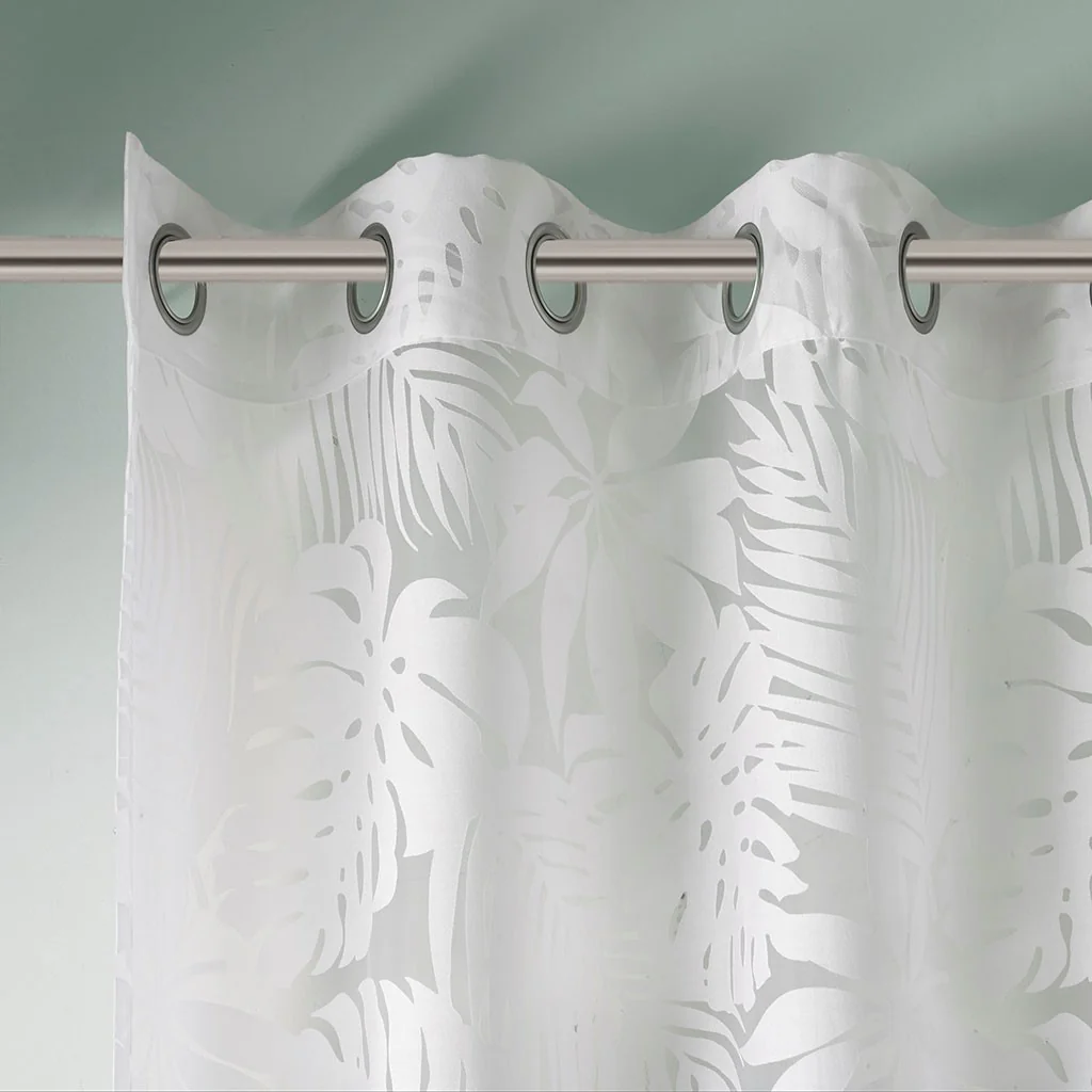 Leilani Palm Leaf Burnout Window Sheer White - Image 44
