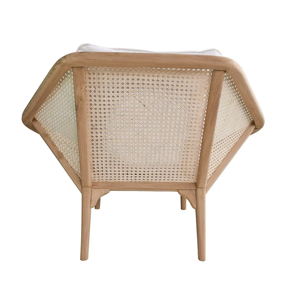 Leisure Chair with Rattan Cane Back and Hexagonal Design - Image 4