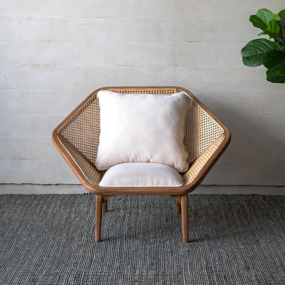 Leisure Chair with Rattan Cane Back and Hexagonal Design - Image 6