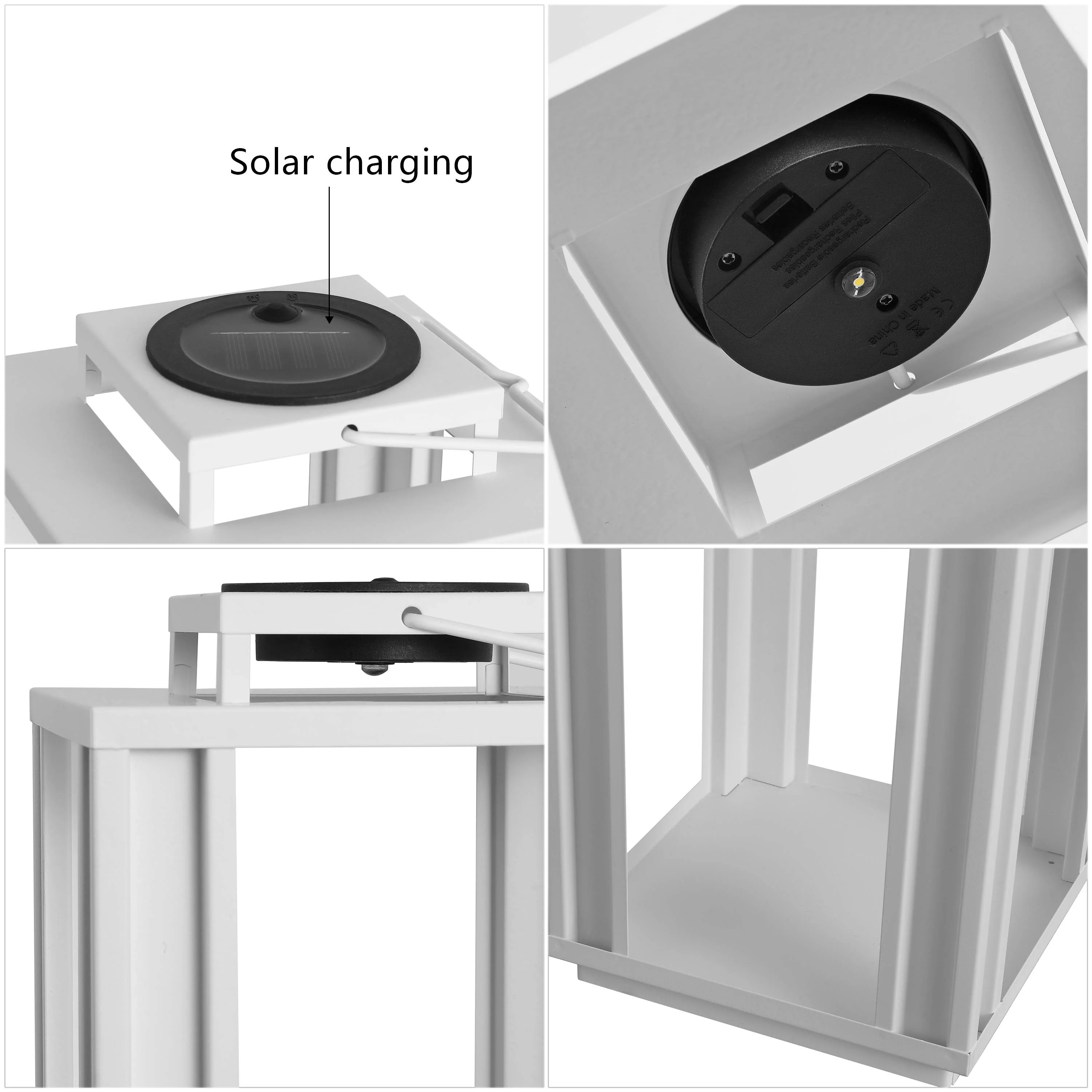 Leland Modern Industrial Integrated Indoor/Outdoor LED Solar Powered Lanterns, Set of 3 - Image 11
