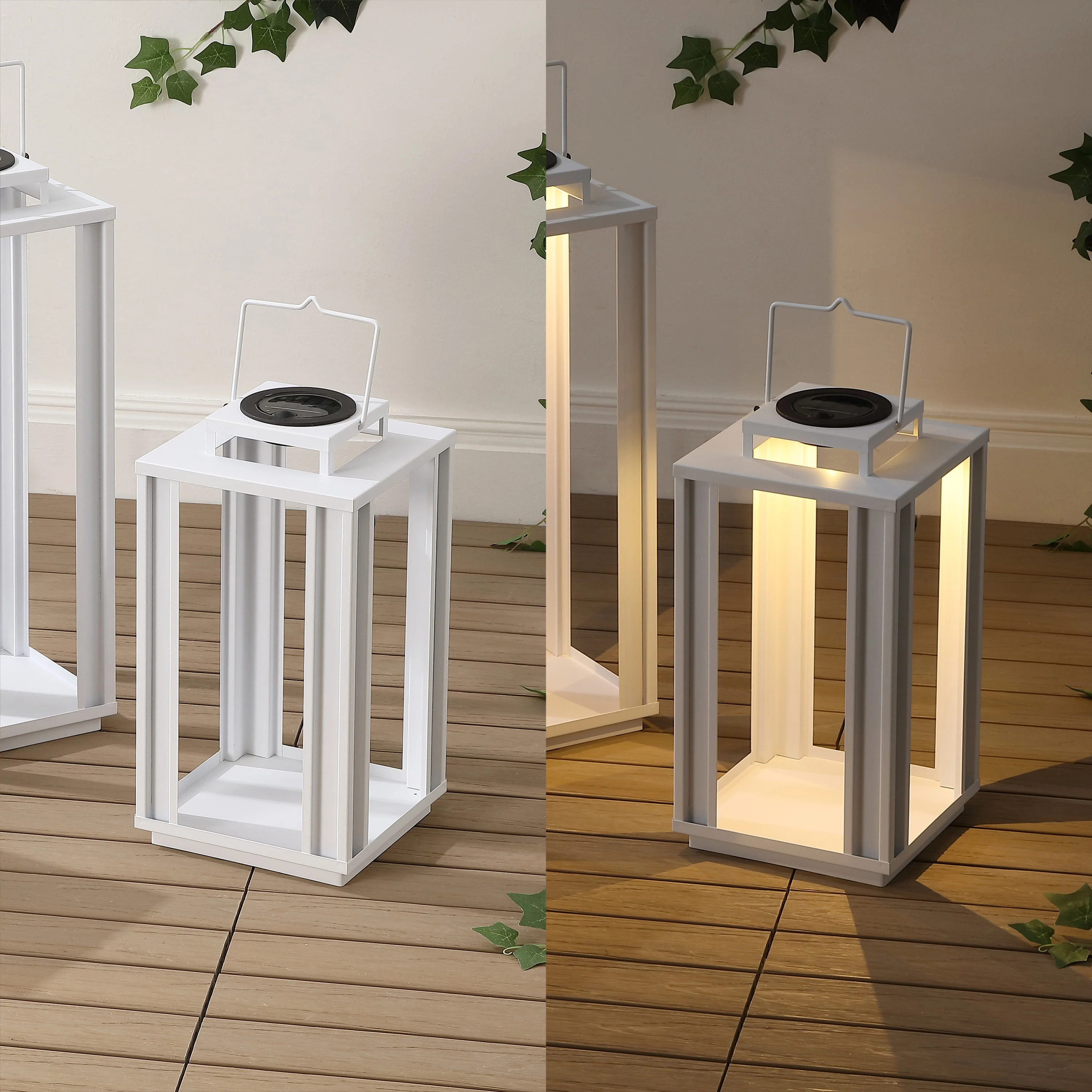 Leland Modern Industrial Integrated Indoor/Outdoor LED Solar Powered Lanterns, Set of 3 - Image 12
