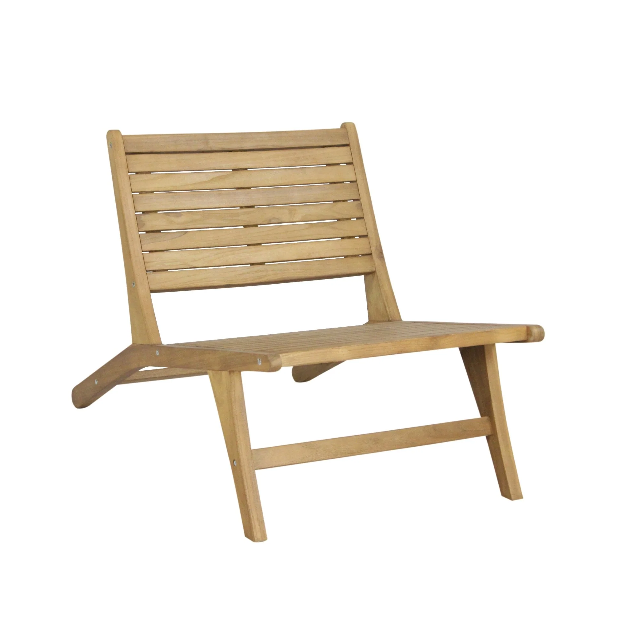 Leo Mid-Century Modern Wood Armless Outdoor Patio Chair, Natural - Image 2