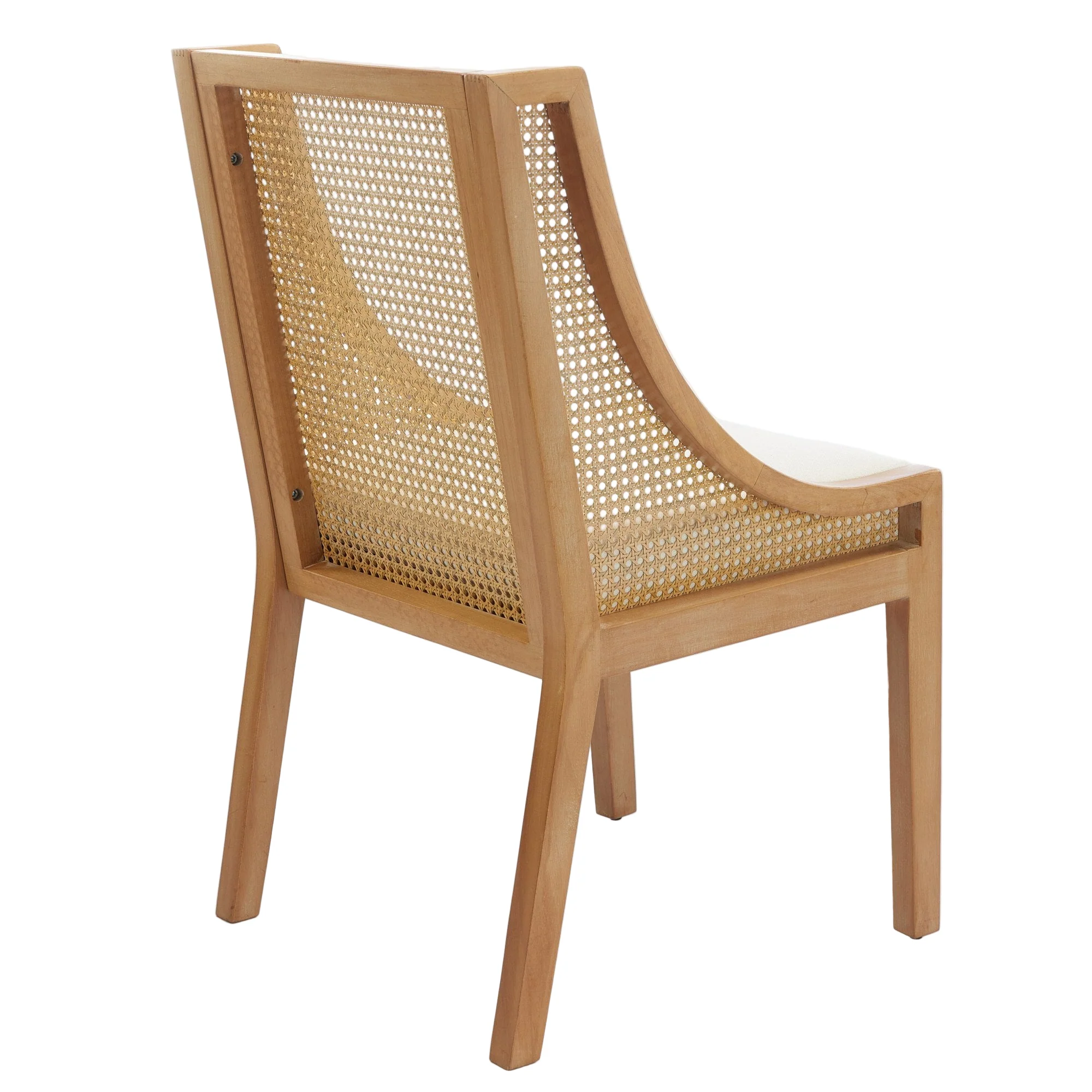 Linen Upholstered Rattan Dining Chair with Decorative Armrests - Image 6