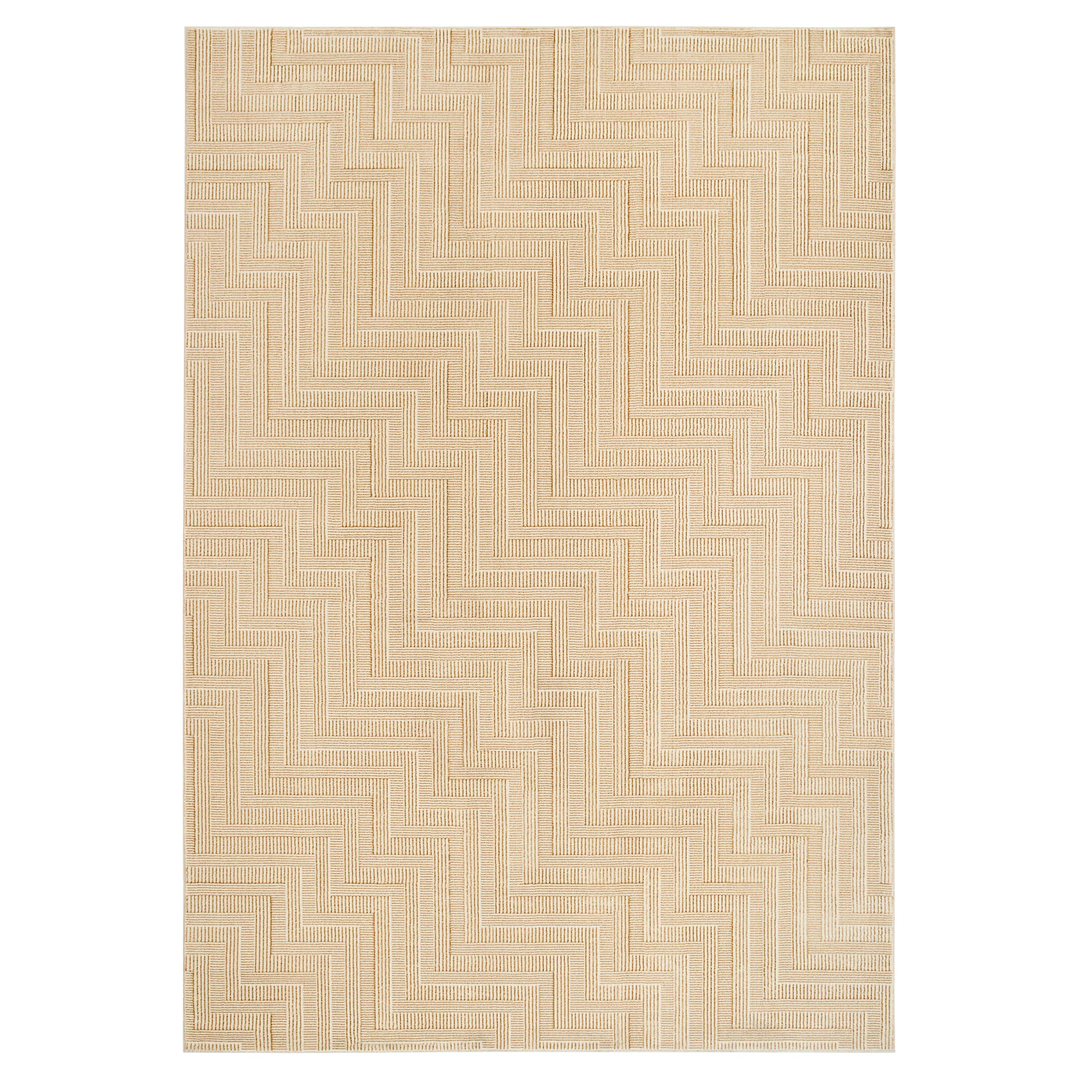 Livia Textural Weave Pattern Gold and Ivory Rug