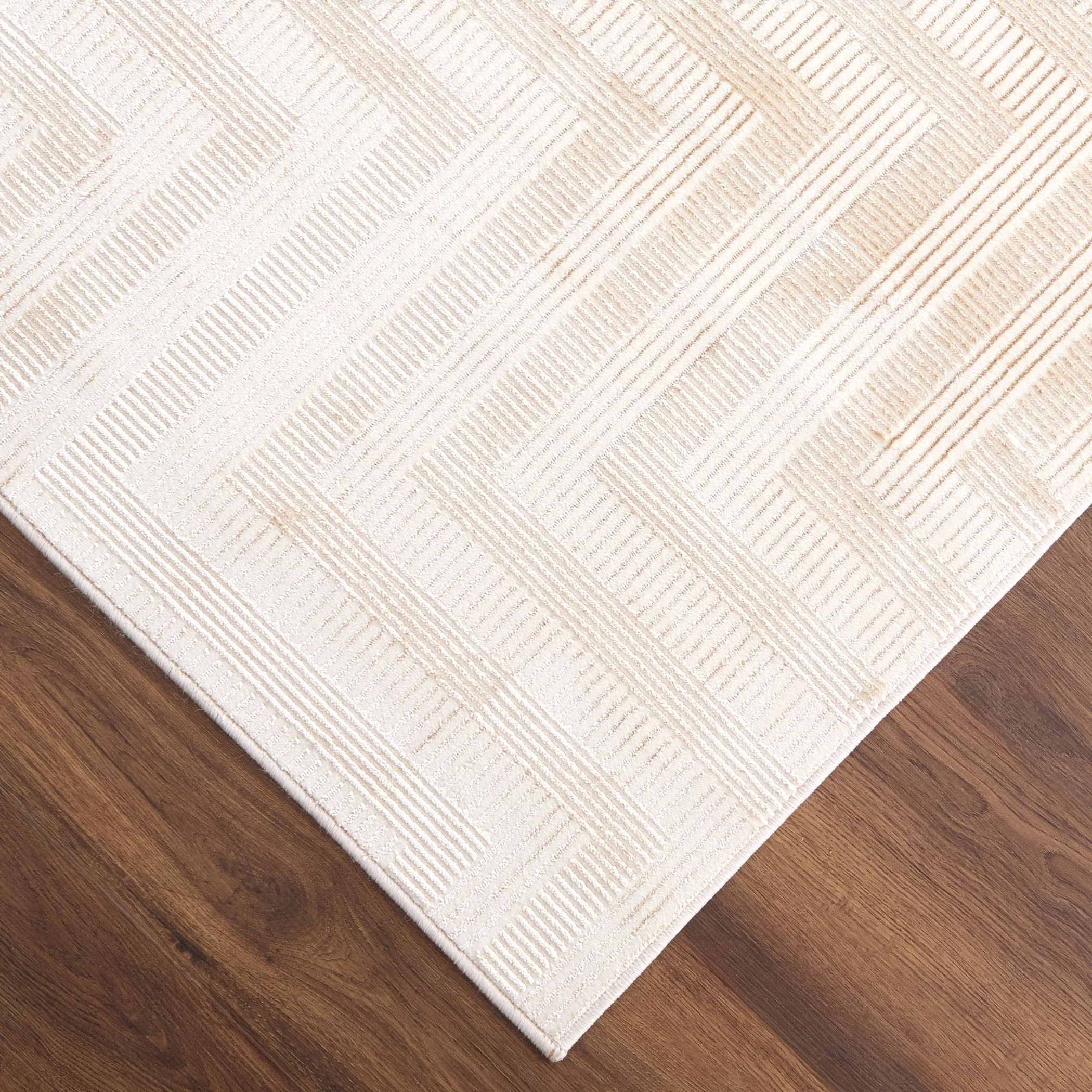 Livia Textural Weave Pattern Gold and Ivory Rug - Image 4