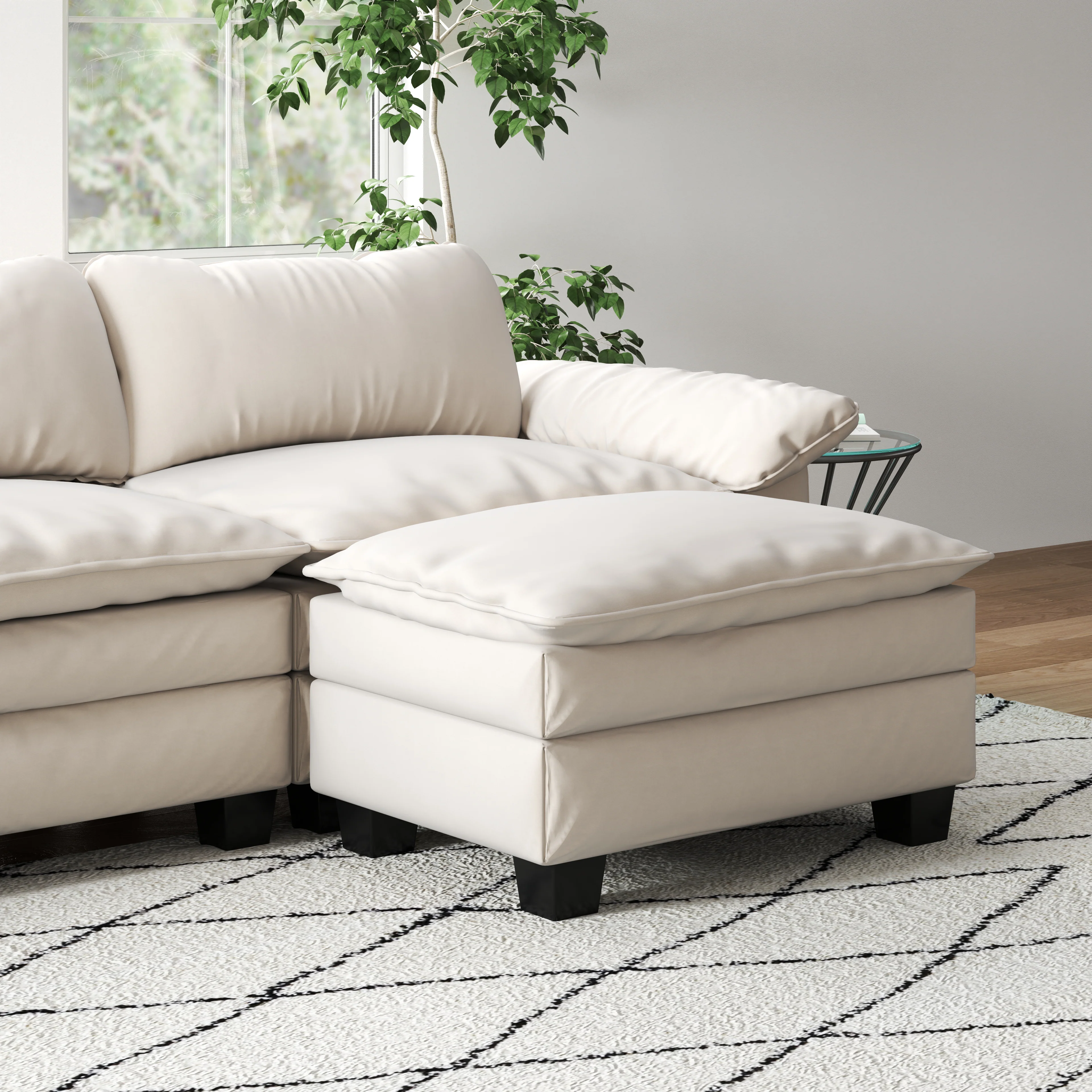 Luxury Soft Velevt Sectional Sofa with Ottoman - Image 7