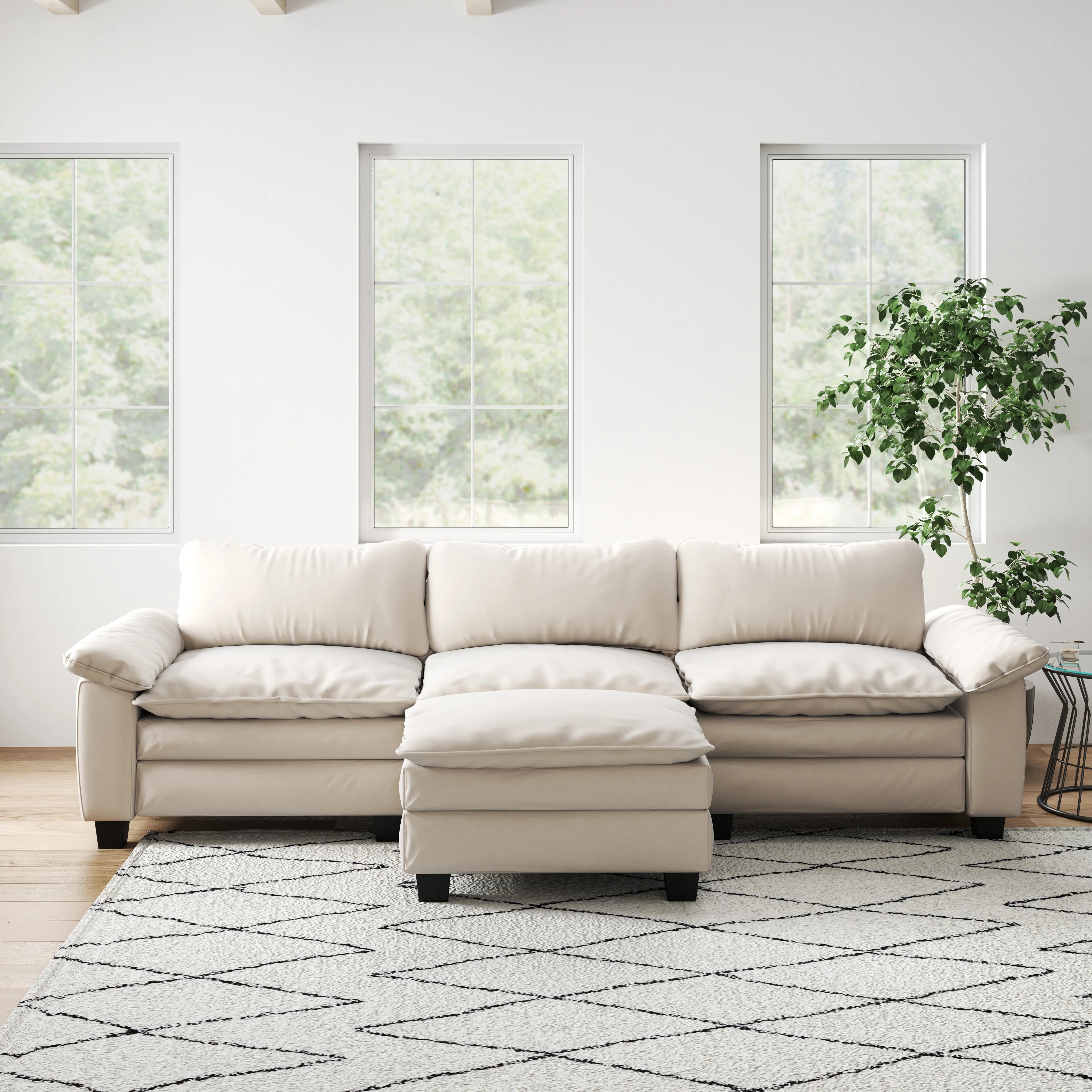 Luxury Soft Velevt Sectional Sofa with Ottoman - Image 8