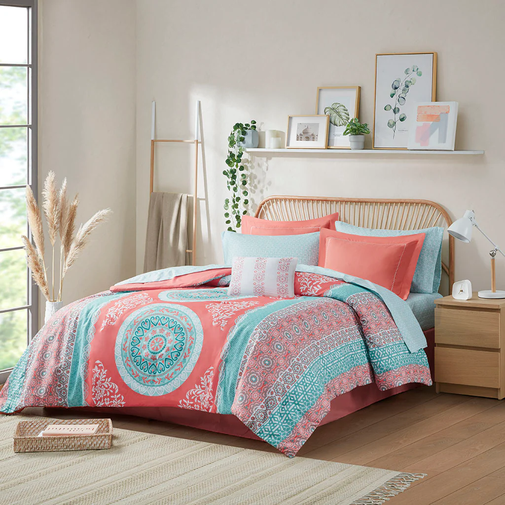 Loretta Boho Twin XL Comforter Set with Bed Sheets