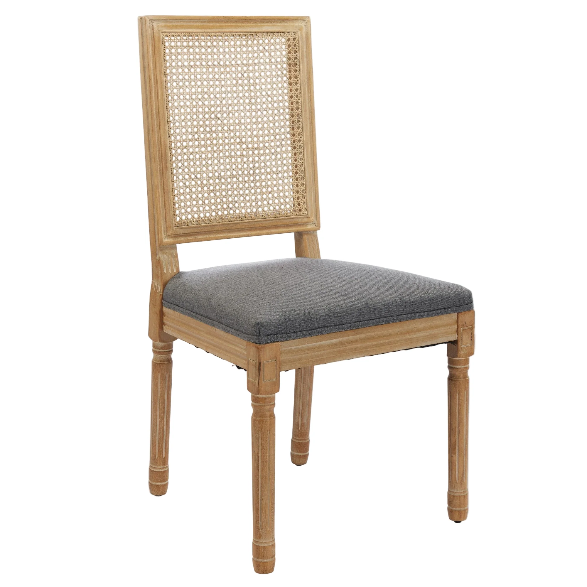 Louis French Country Dining Chairs with Square Rattan Backrest, Set of 2 - Image 30