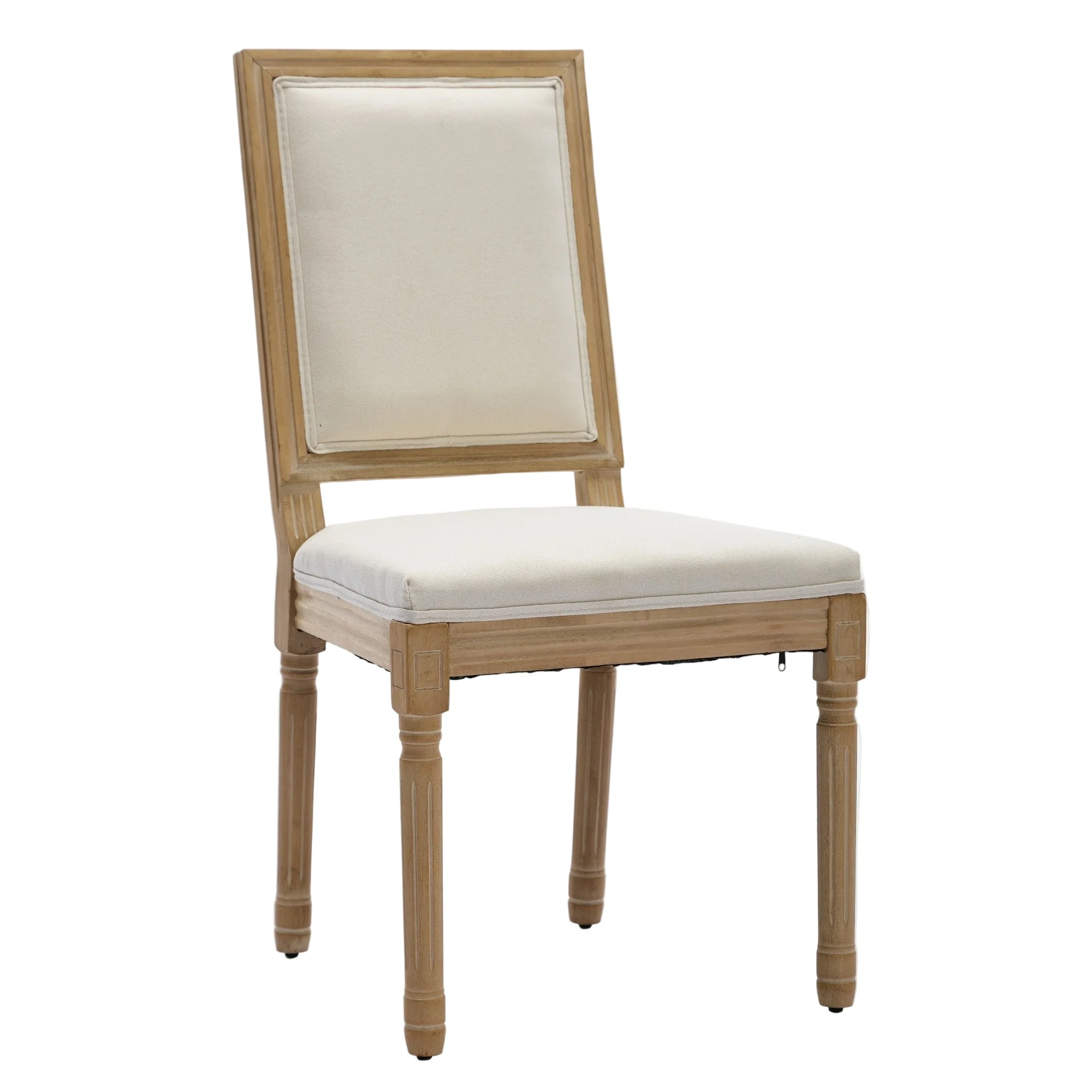 Louis French Country Dining Chairs with Square Upholstered Backrest, Set of 2