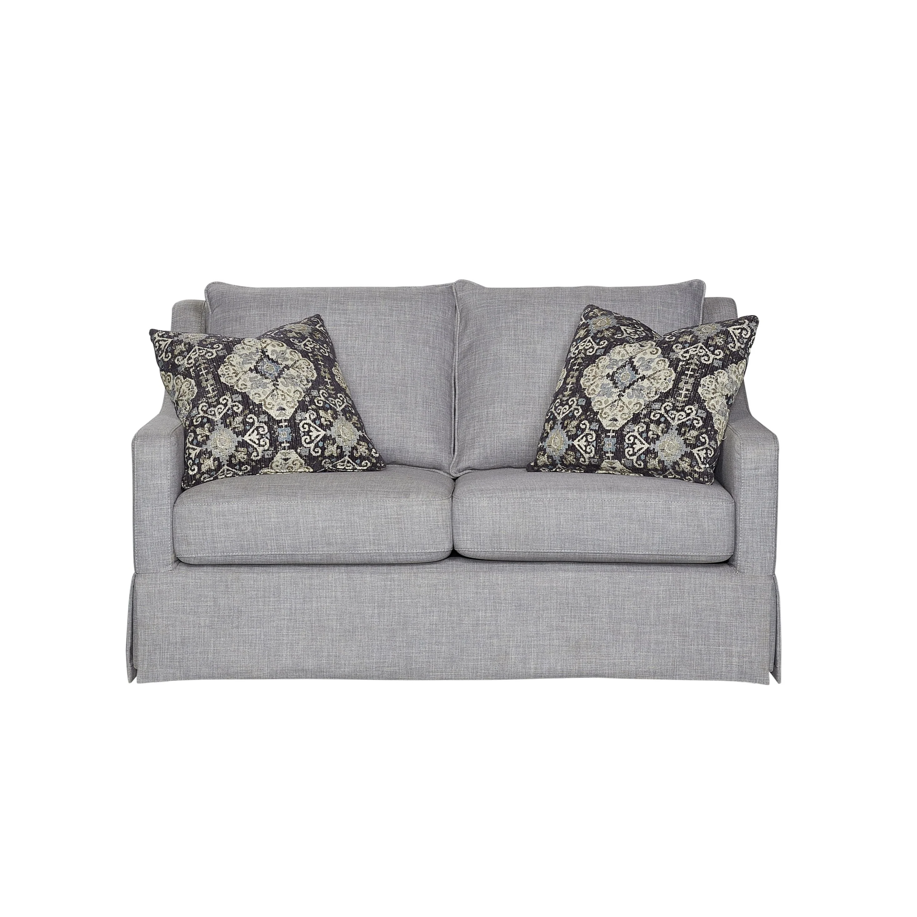 Loveseat with Skirt and Reversable Cushions and 2 Pillows - Image 5