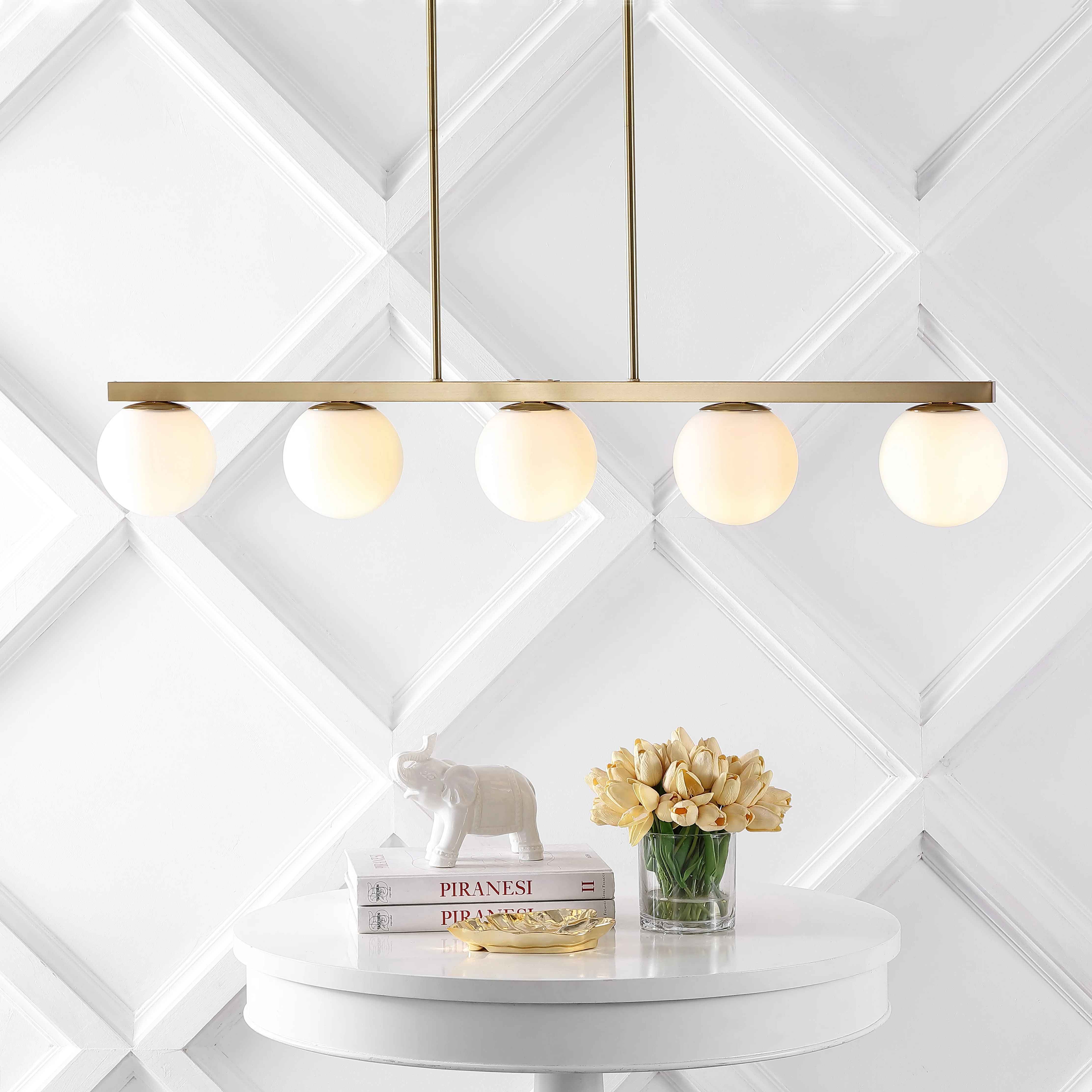 Luca 5-Light Modern Glam Iron Globe Linear LED Pendant - Image 5