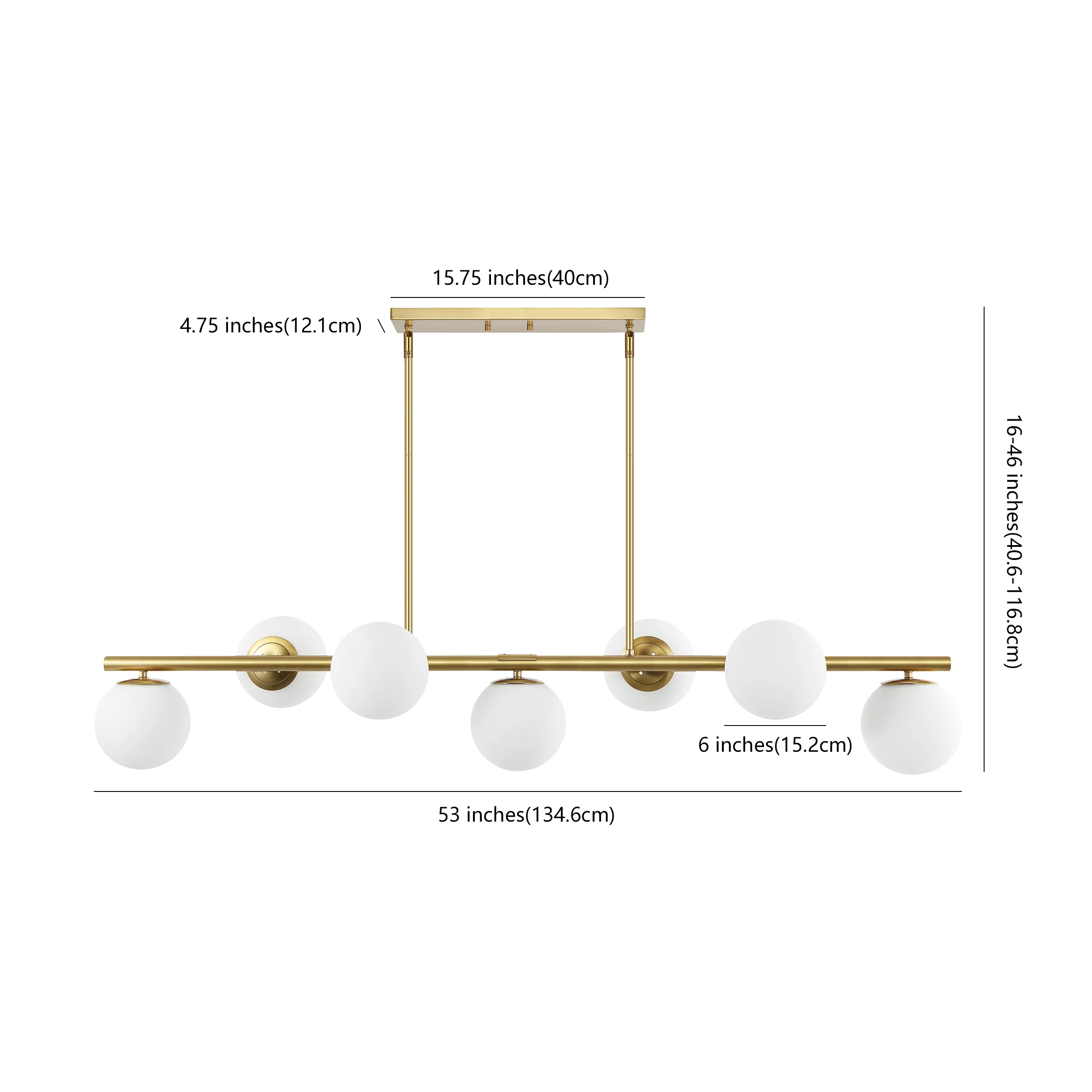 Luca 7-Light Modern Glam Iron Globe Linear LED Pendant - Image 8
