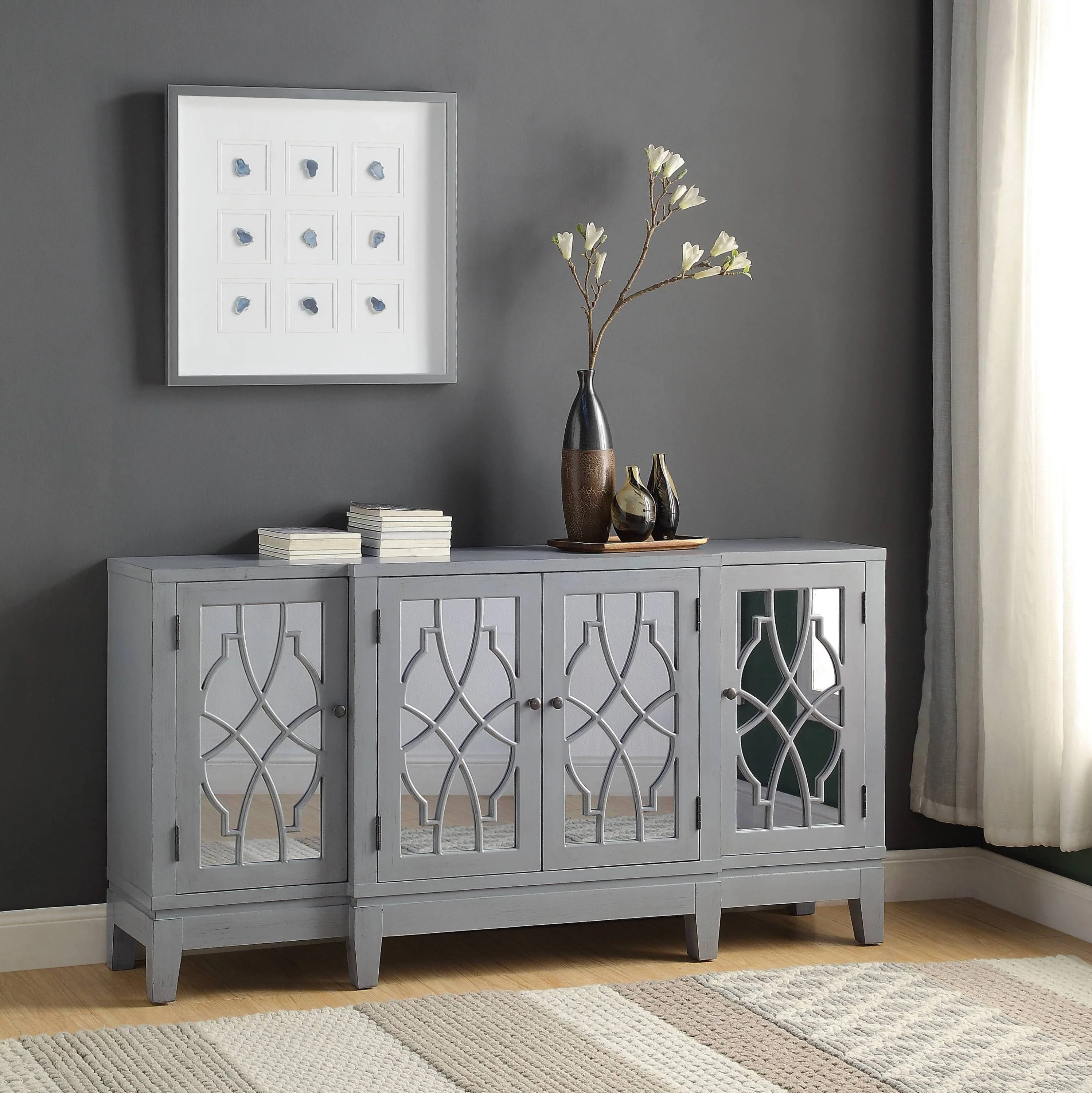 Magdi Antique Gray Finish Console Cabinet - Image 2