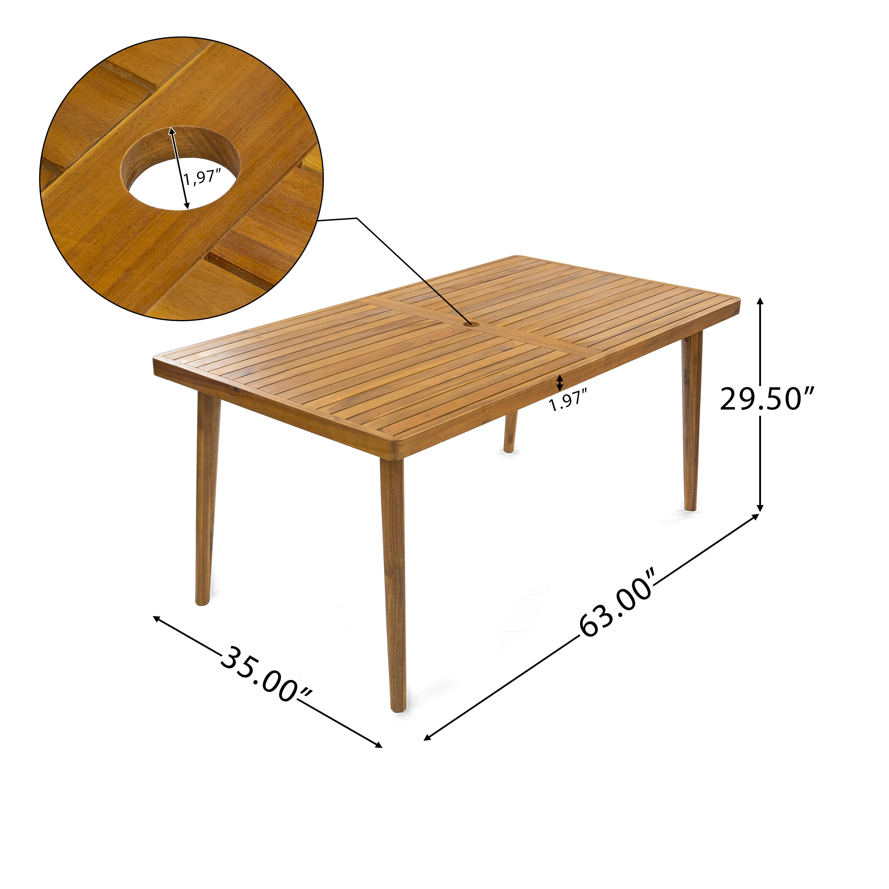 Magnesite 3-Piece Outdoor Dining Set with 2 Curved Chairs and Wood Table - Image 10