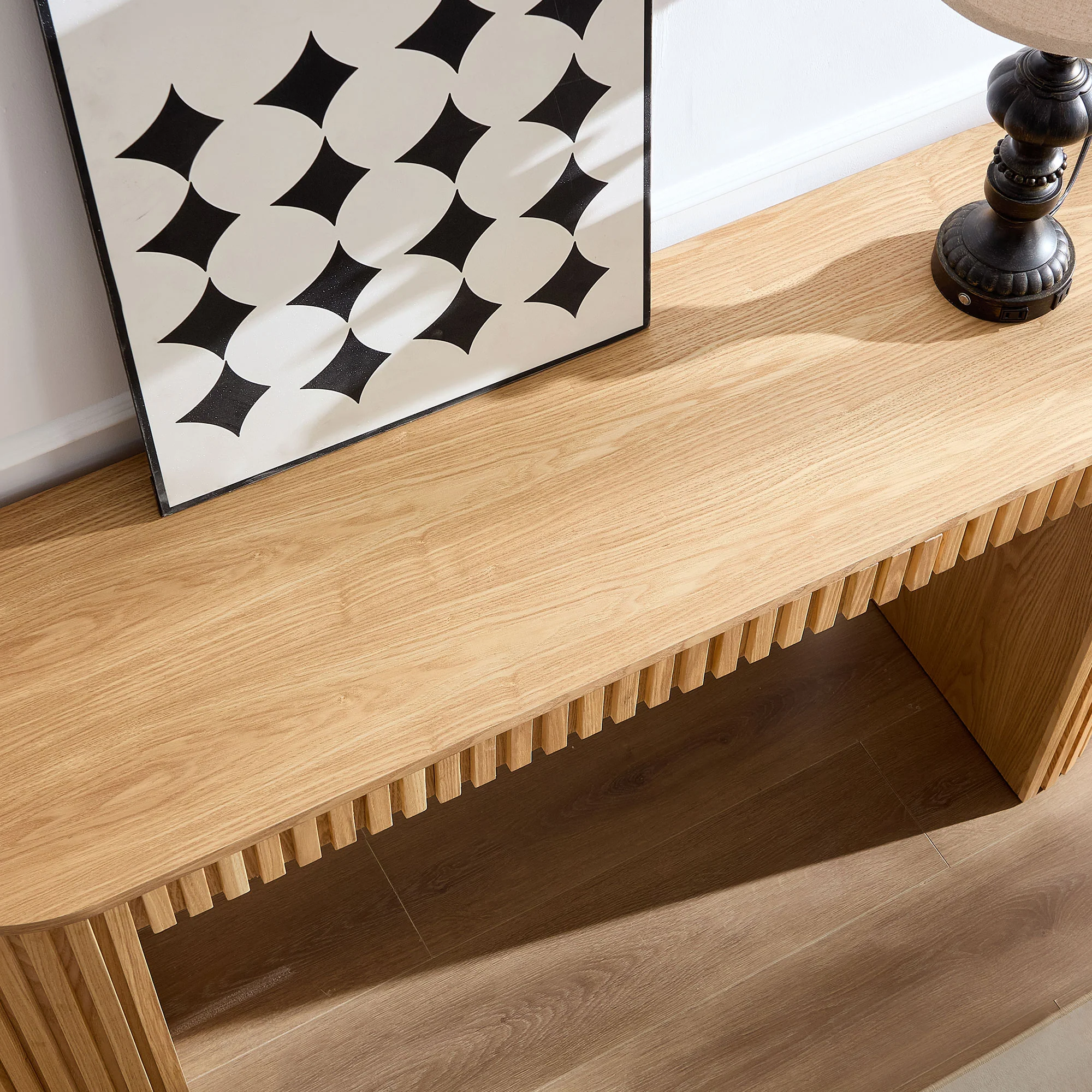 Mariposa Console Table with Drawer and Unique Vertical Stripe Design - Image 7