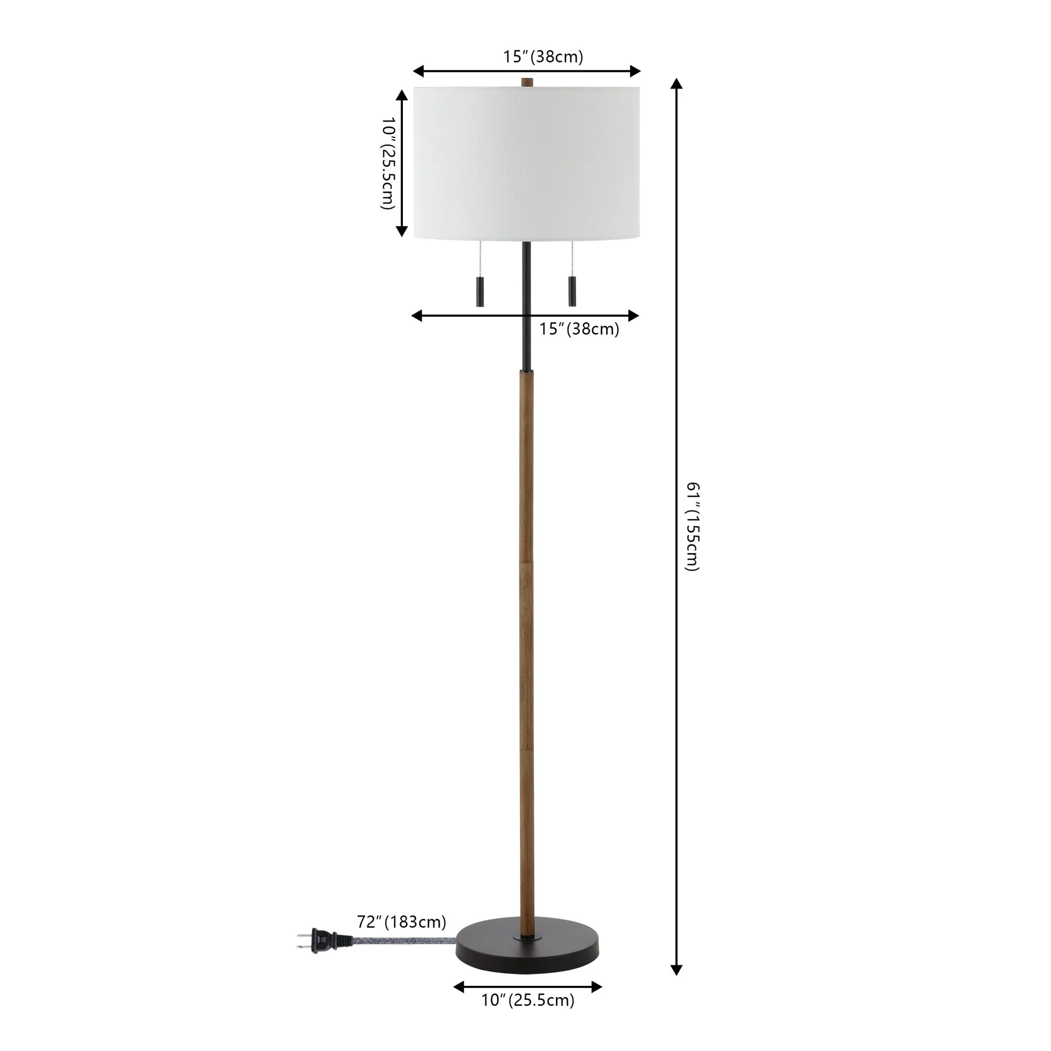 Maude Rustic Farmhouse Iron Candlestick Pull Chains LED Floor Lamp - Image 3
