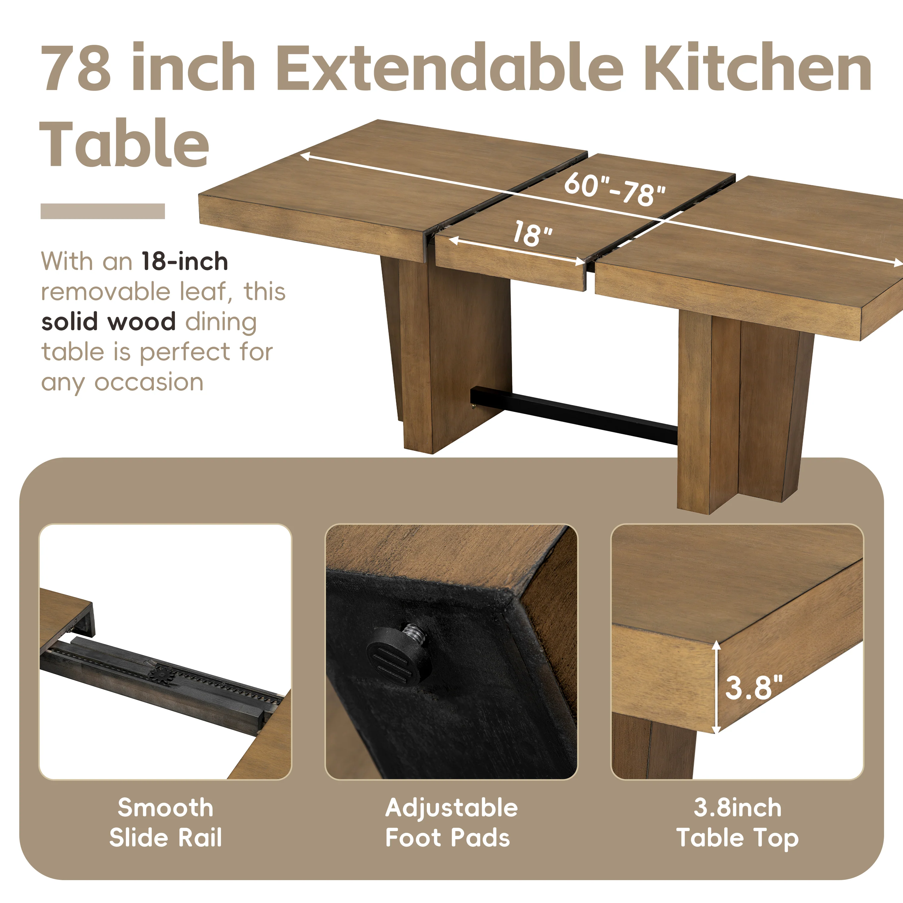 Meadowlark Farmhouse Extendable Wood Dining Table with 4 Upholstered Chairs & Bench - Image 33