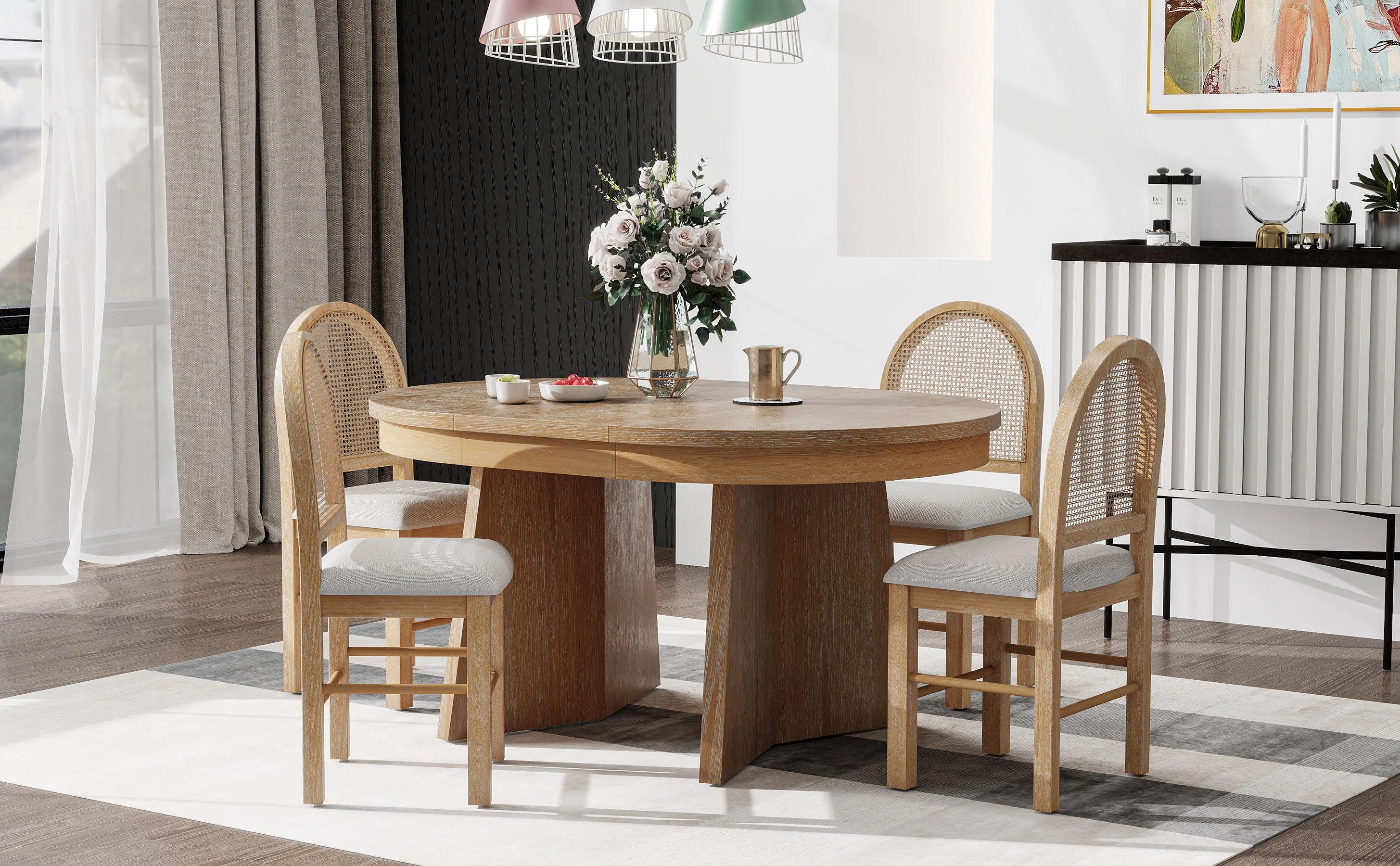 Melbourne 5-Piece Round Dining Table Set for 4 - Image 35