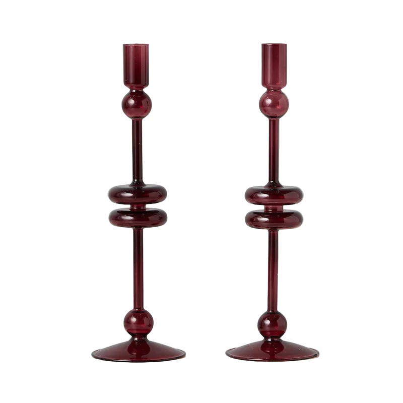 Merlot Glass Candlestick Pair - Image 4