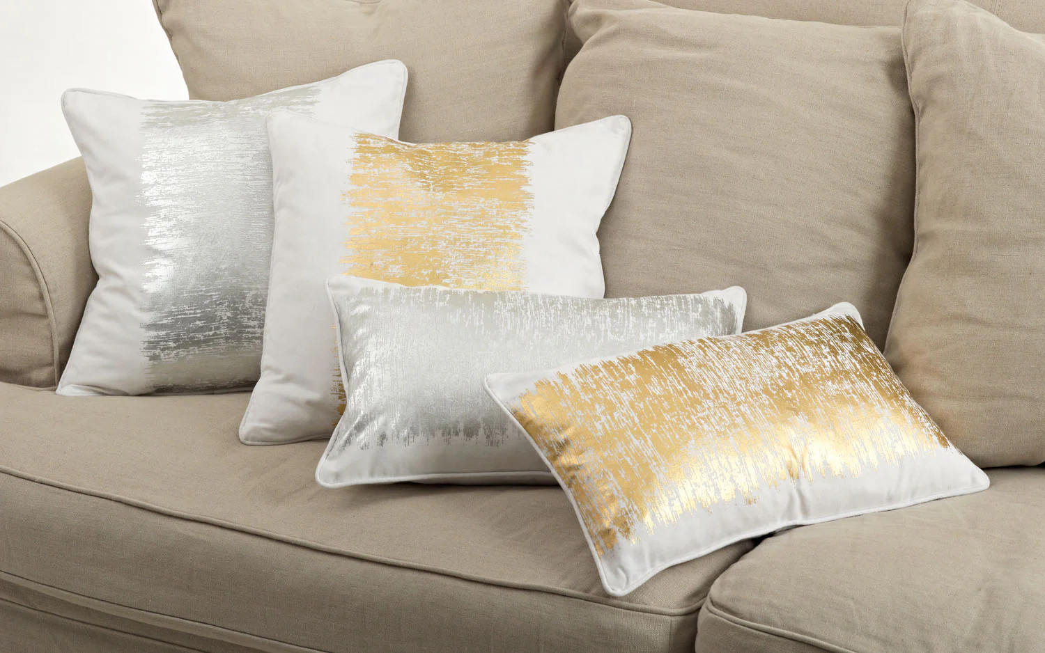 Metallic Banded Design Throw Pillow - Image 3