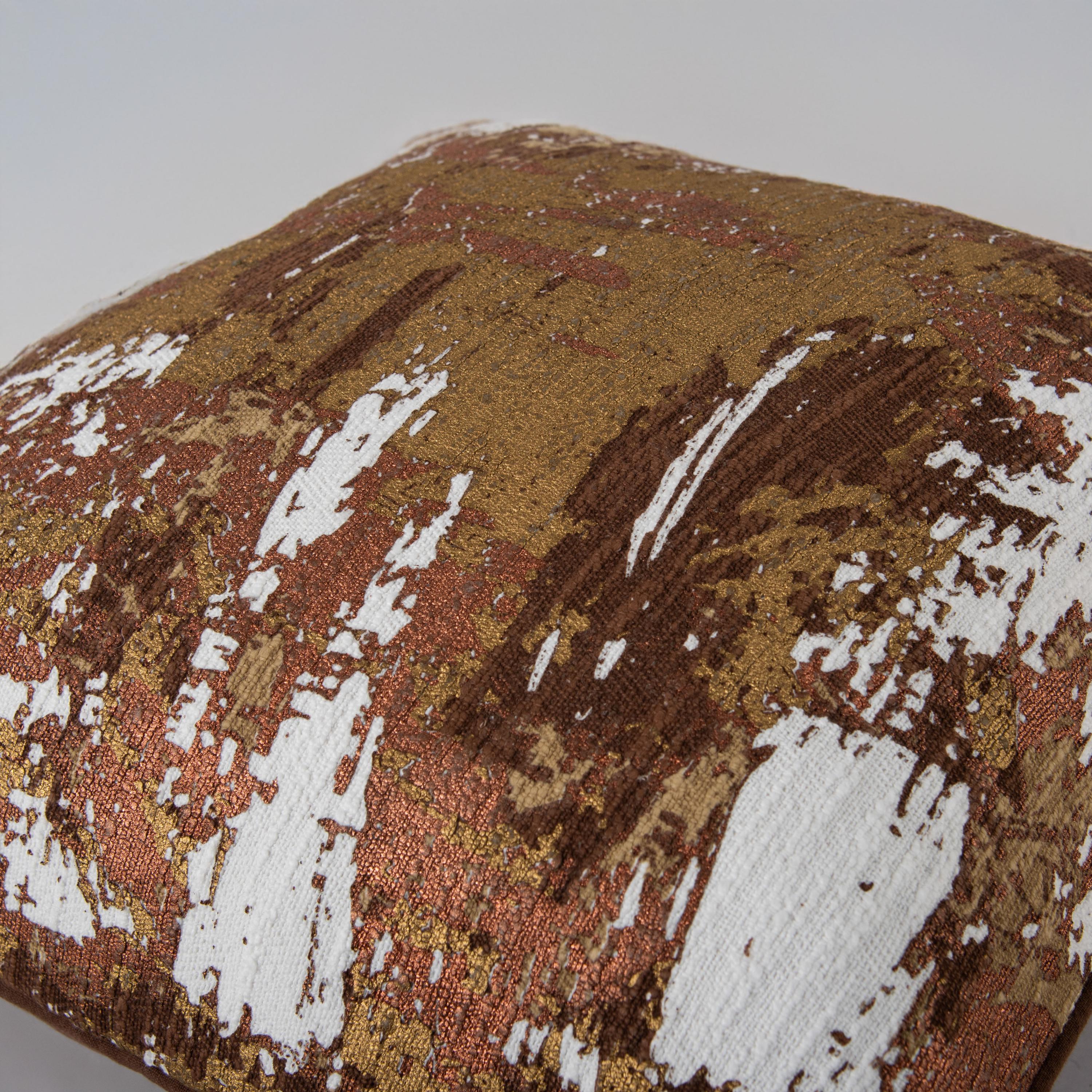 Metallic Foil Printed Abstract Decorative Throw Pillow - Image 3