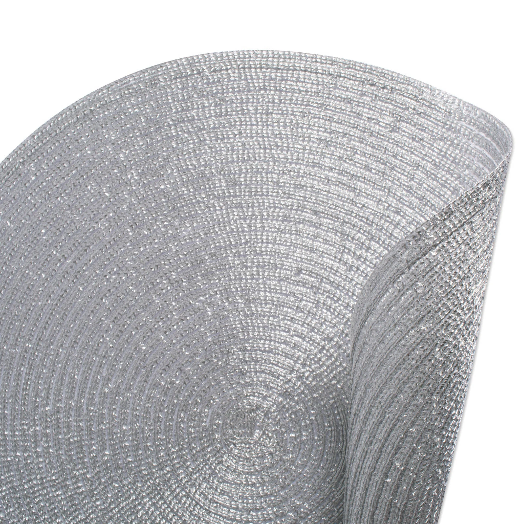 Metallic Silver Round Woven Placemats, Set Of 4 - Image 4