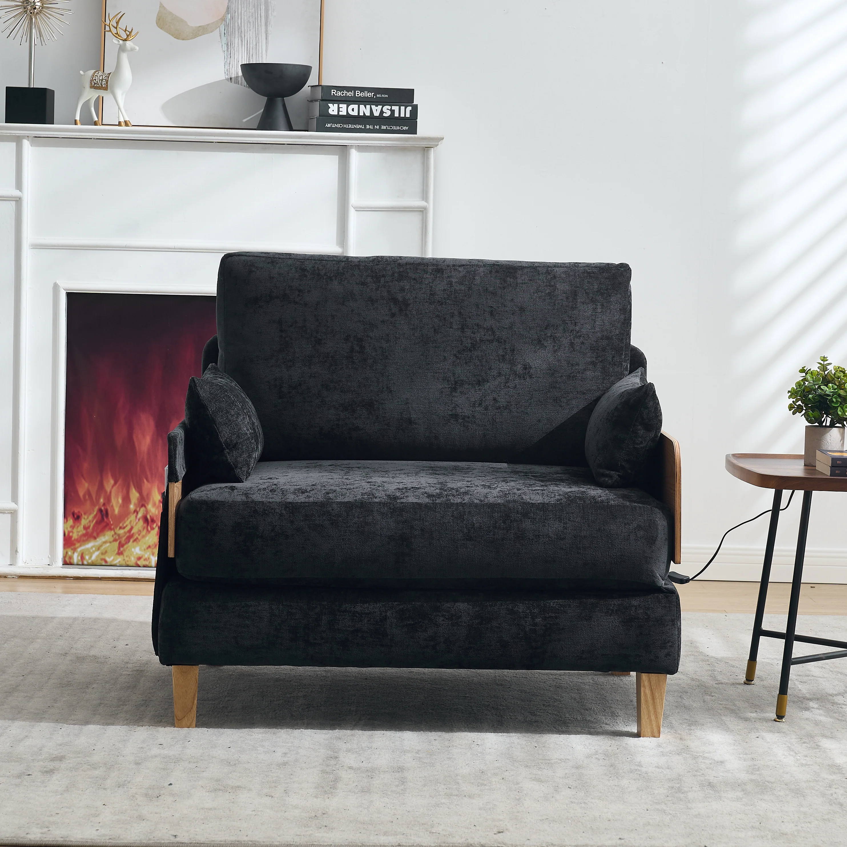 Mid-Century Modern Chenille Foldable Sofa Bed Recliner - Image 37