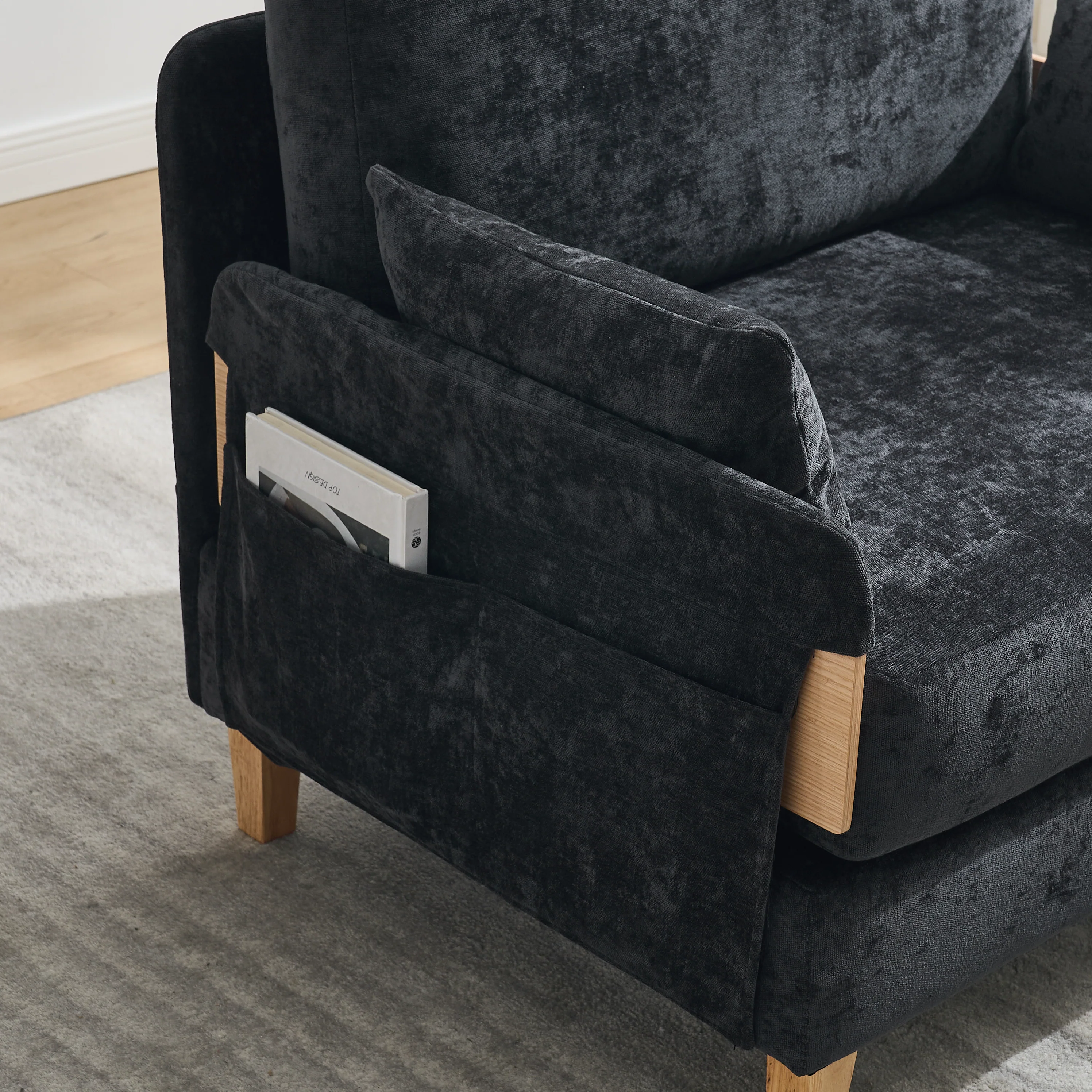 Mid-Century Modern Chenille Foldable Sofa Bed Recliner - Image 39