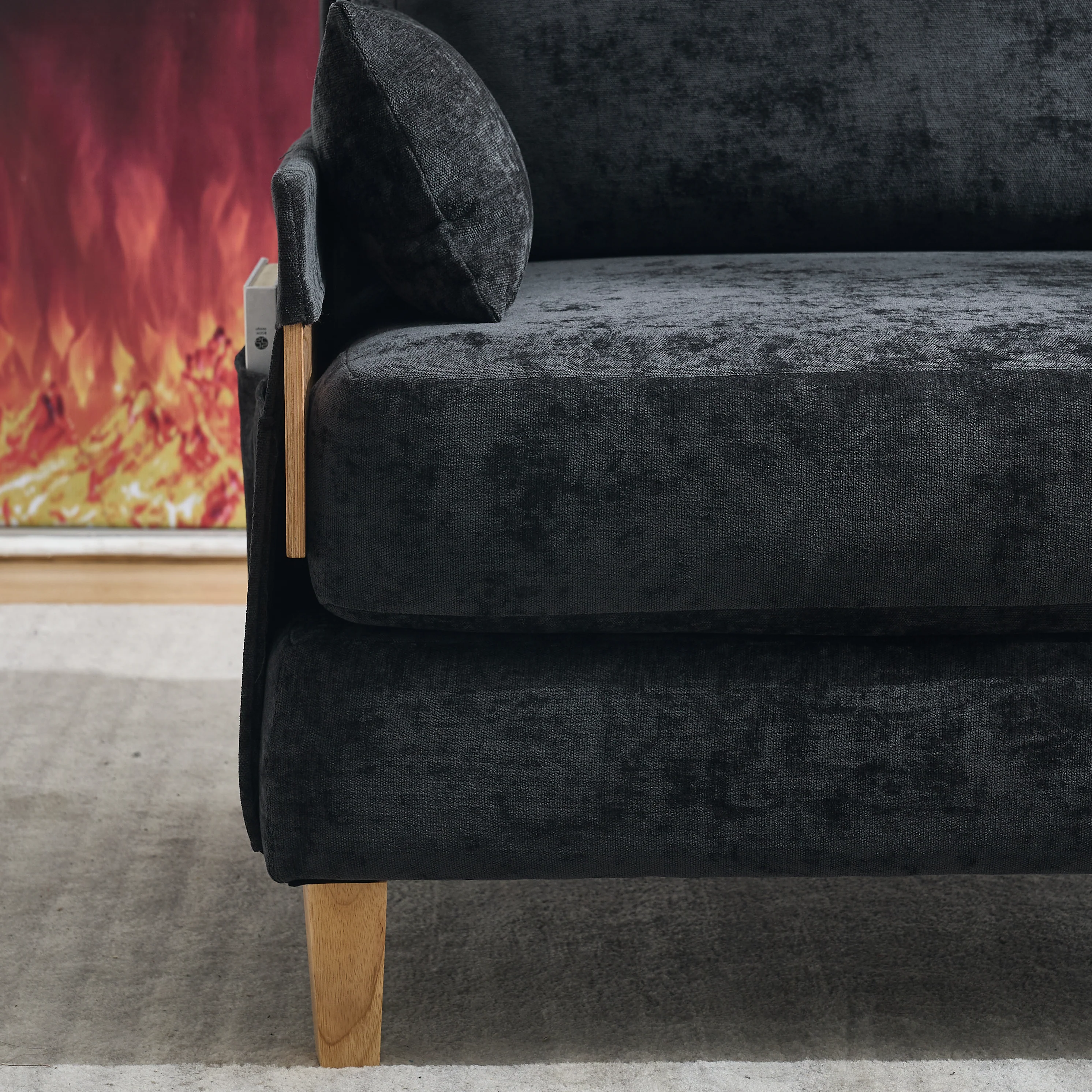 Mid-Century Modern Chenille Foldable Sofa Bed Recliner - Image 42