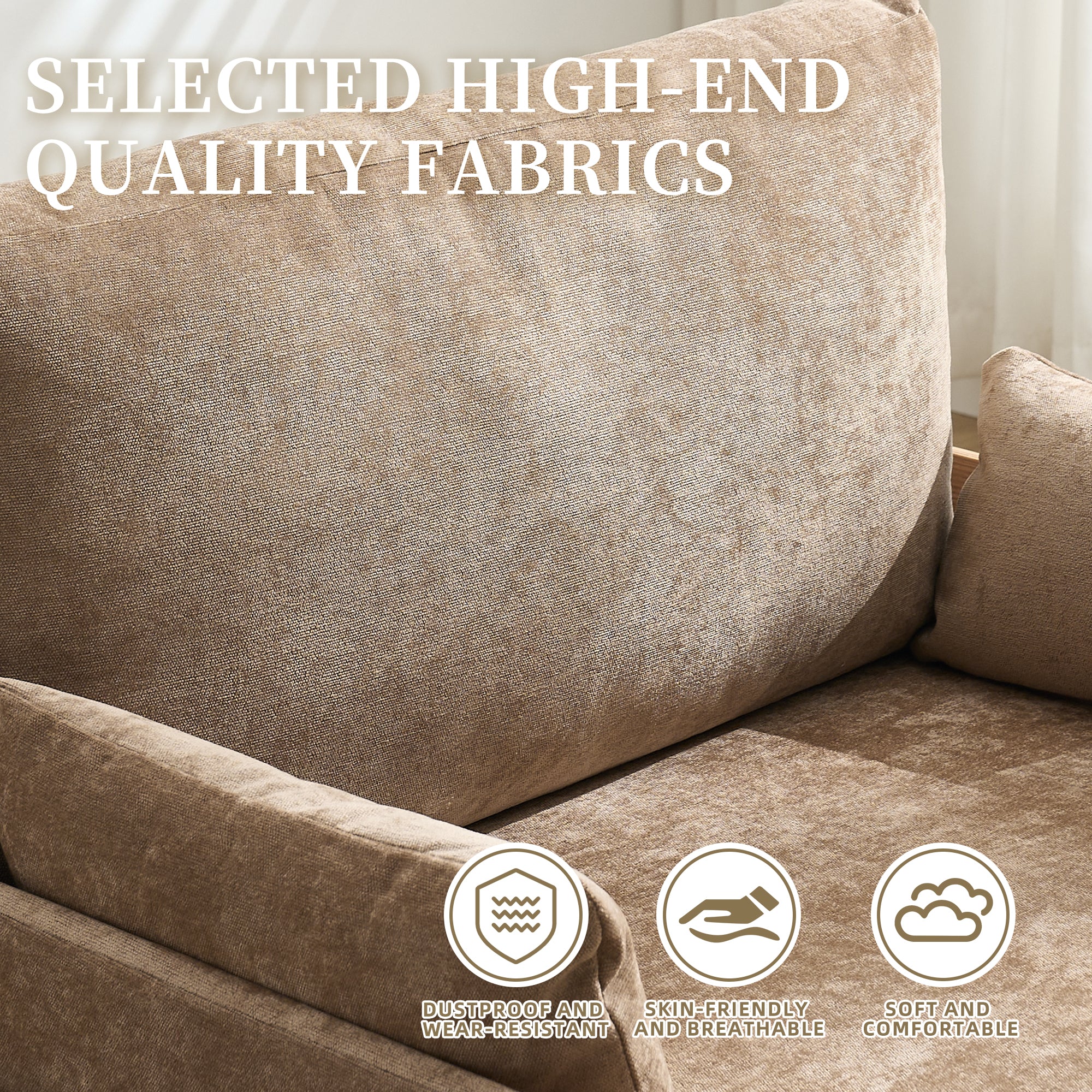 Mid-Century Modern Chenille Foldable Sofa Bed Recliner - Image 60