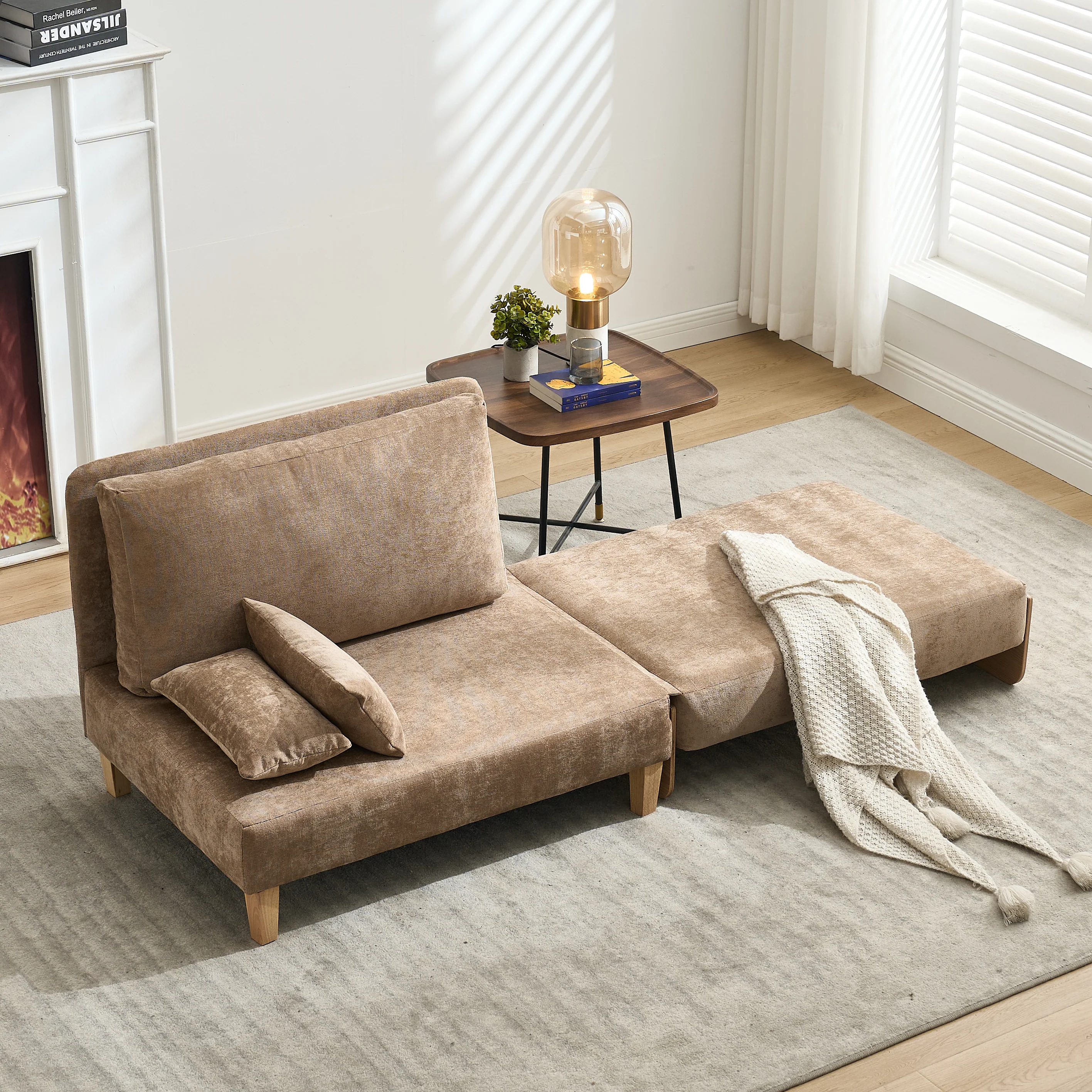 Mid-Century Modern Chenille Foldable Sofa Bed Recliner - Image 63