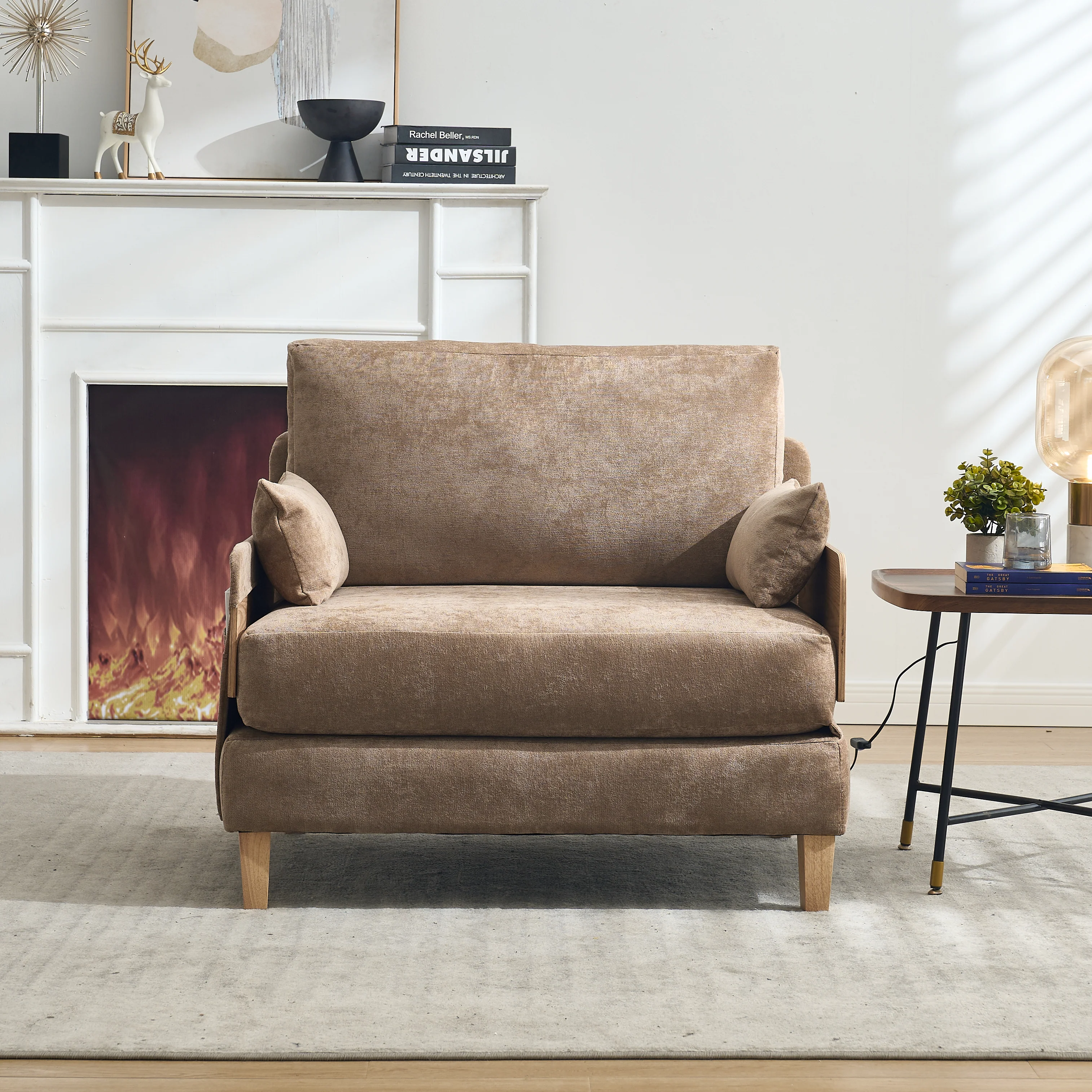 Mid-Century Modern Chenille Foldable Sofa Bed Recliner - Image 69