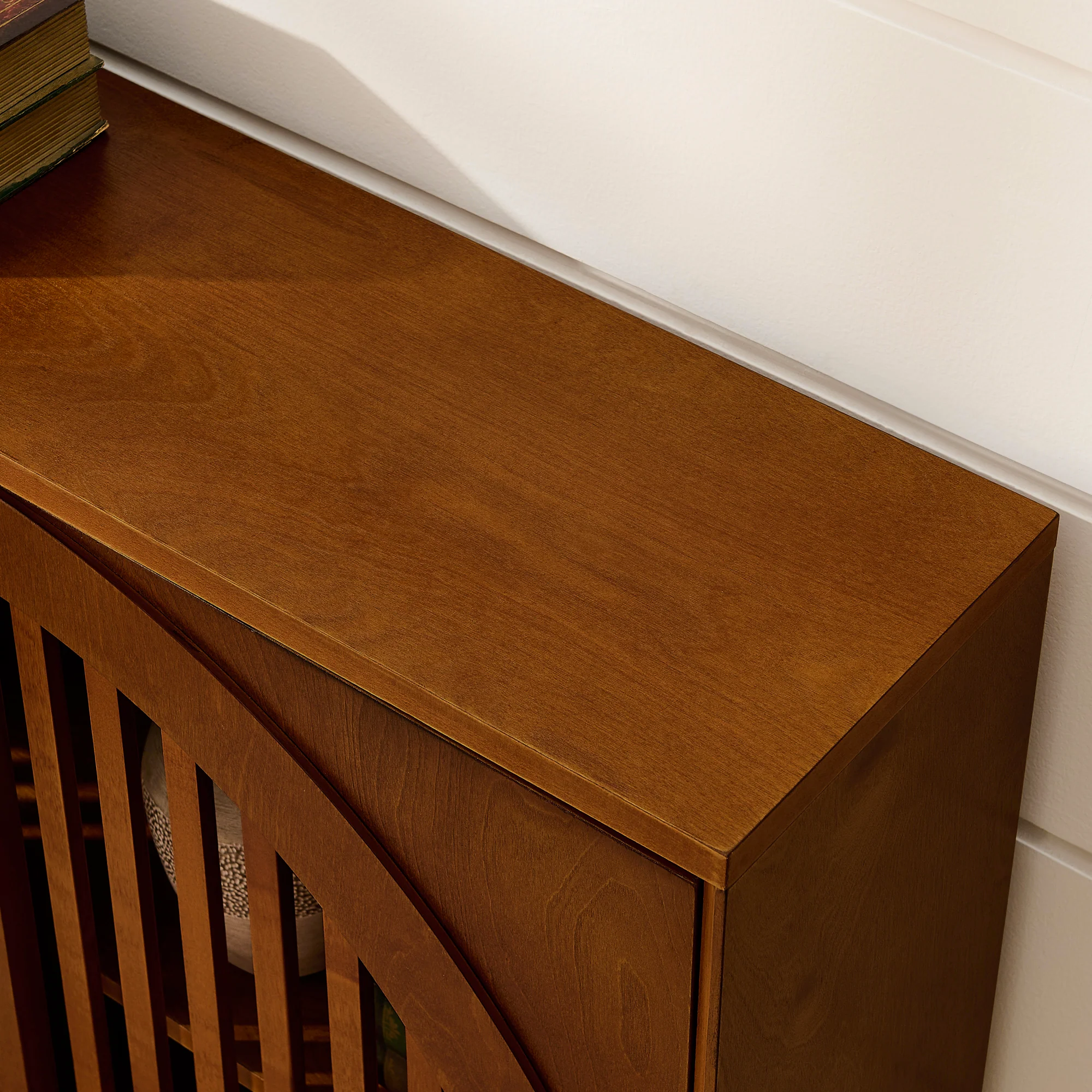 Mid-Century Modern Fluted Narrow Storage Cabinet with 2 Outlet Holes - Image 18