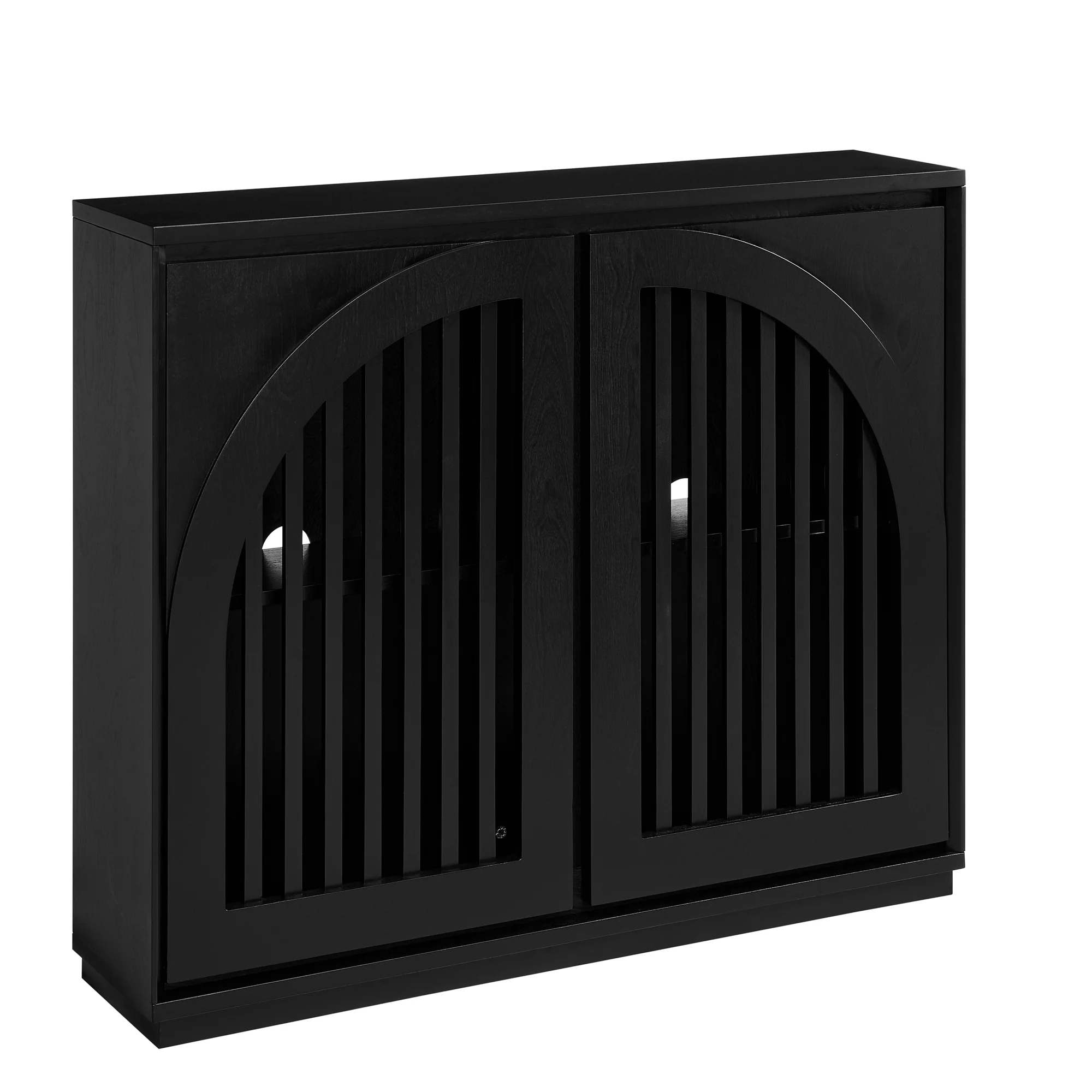 Mid-Century Modern Fluted Narrow Storage Cabinet with 2 Outlet Holes - Image 33
